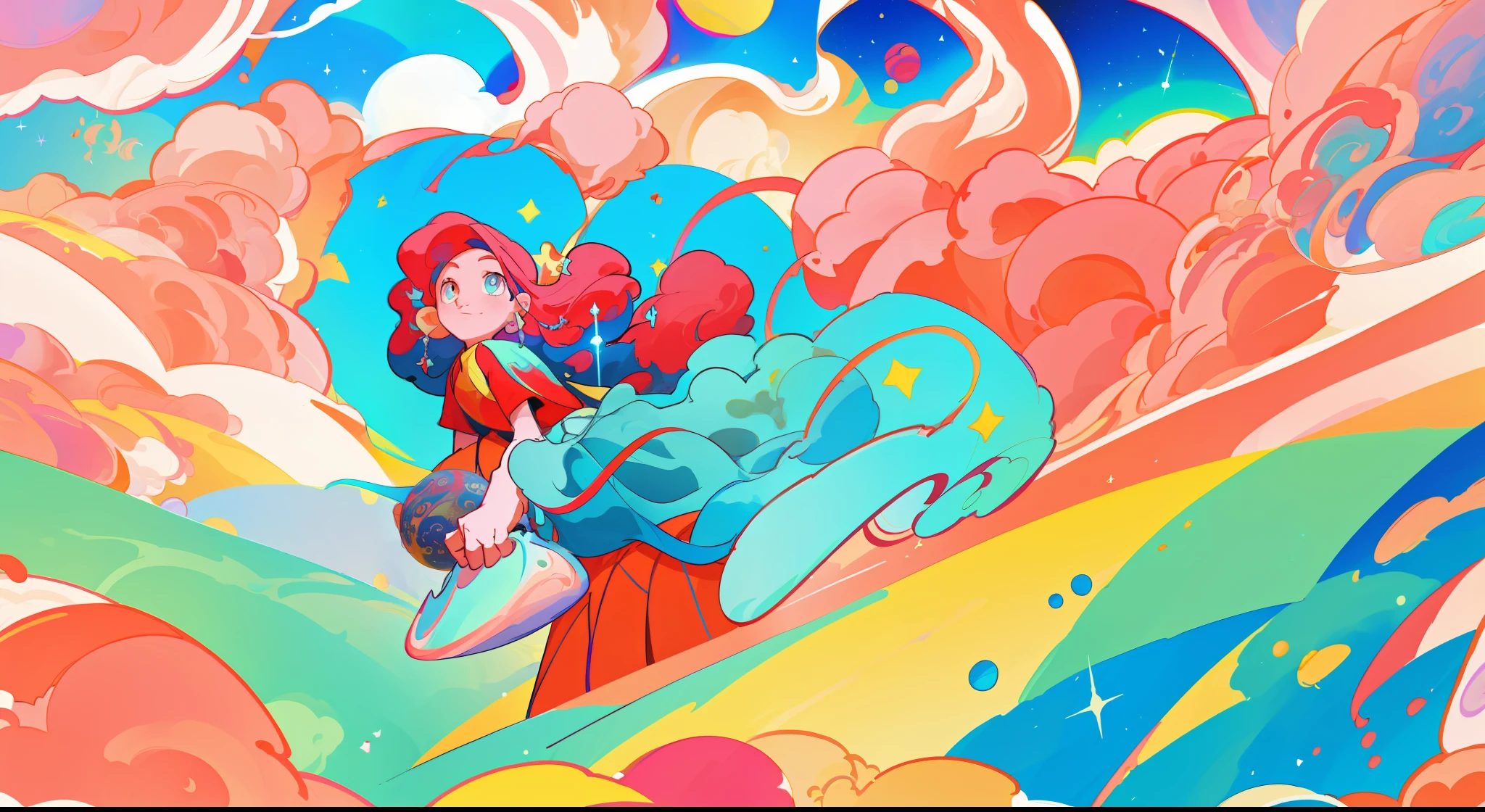 Game promotional poster, a huge planet, sweeping around energy, beautiful colors, master composition, beautiful colors, circular swirls, beautiful colors, exquisite composition, with drawing board, technology, future
