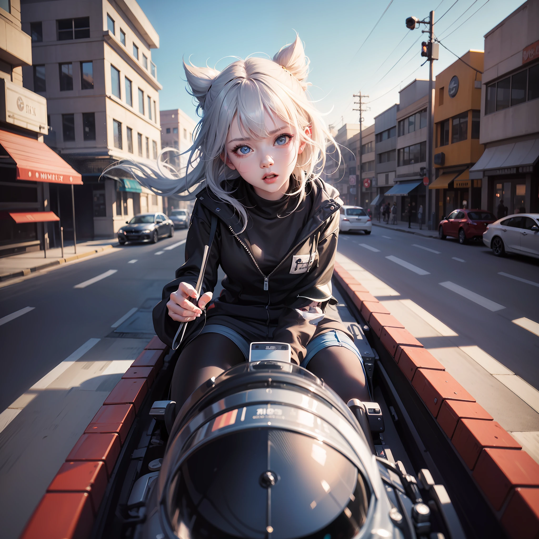 cartoon girl driving a car with a surprised look on her face, adorable digital painting, driving, driving a car, realistic cute girl painting, artwork in the style of guweiz, loish van baarle, cute detailed digital art, realistic cartoon, driving fast, pixar and ilya kuvshinov, by Goro Fujita, cute artwork