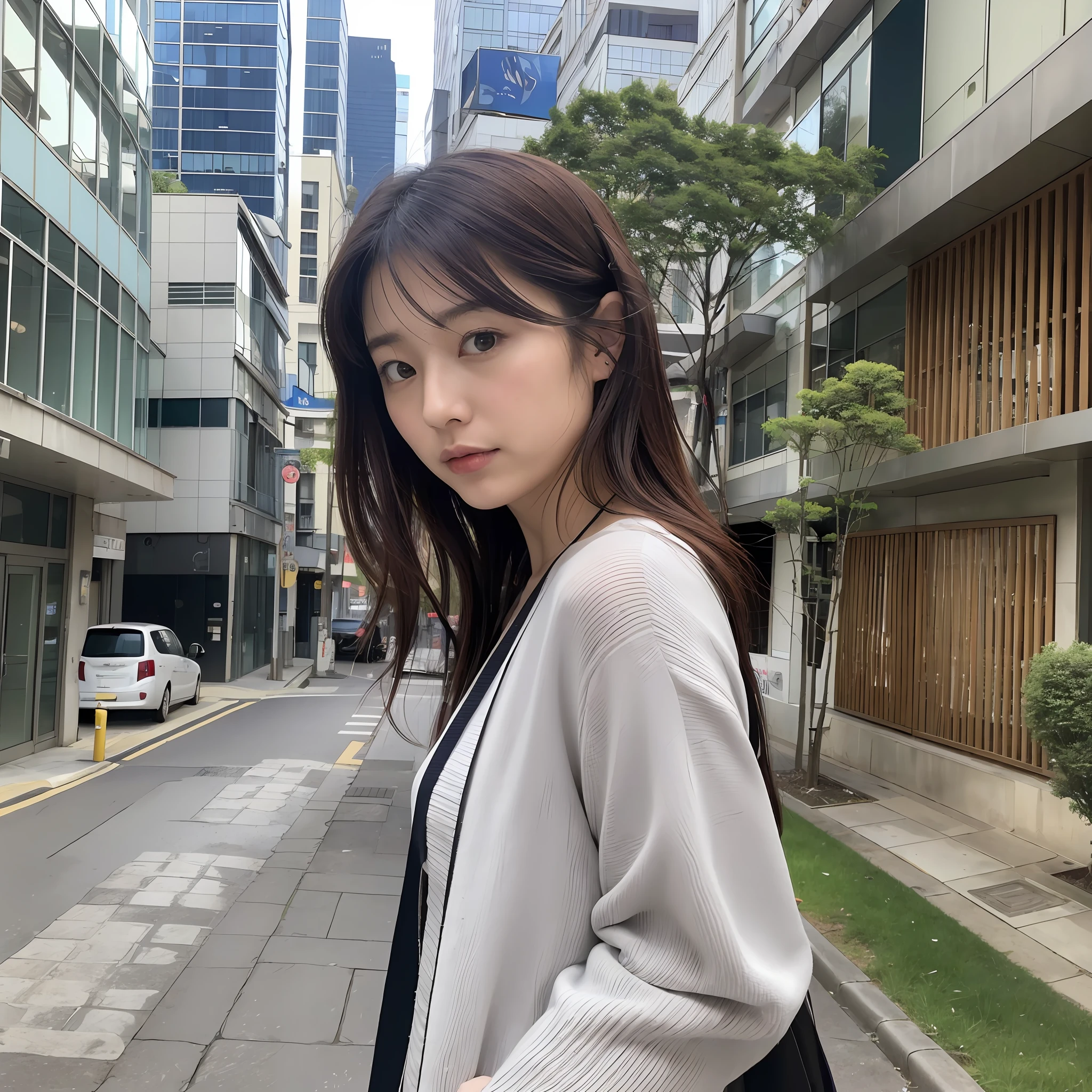 Kyoko Fukada, Ryoko Hirosue, Hikaru Utada, Yona Kim, Mana Ashida, average, photo, real, office district, front --auto --s2