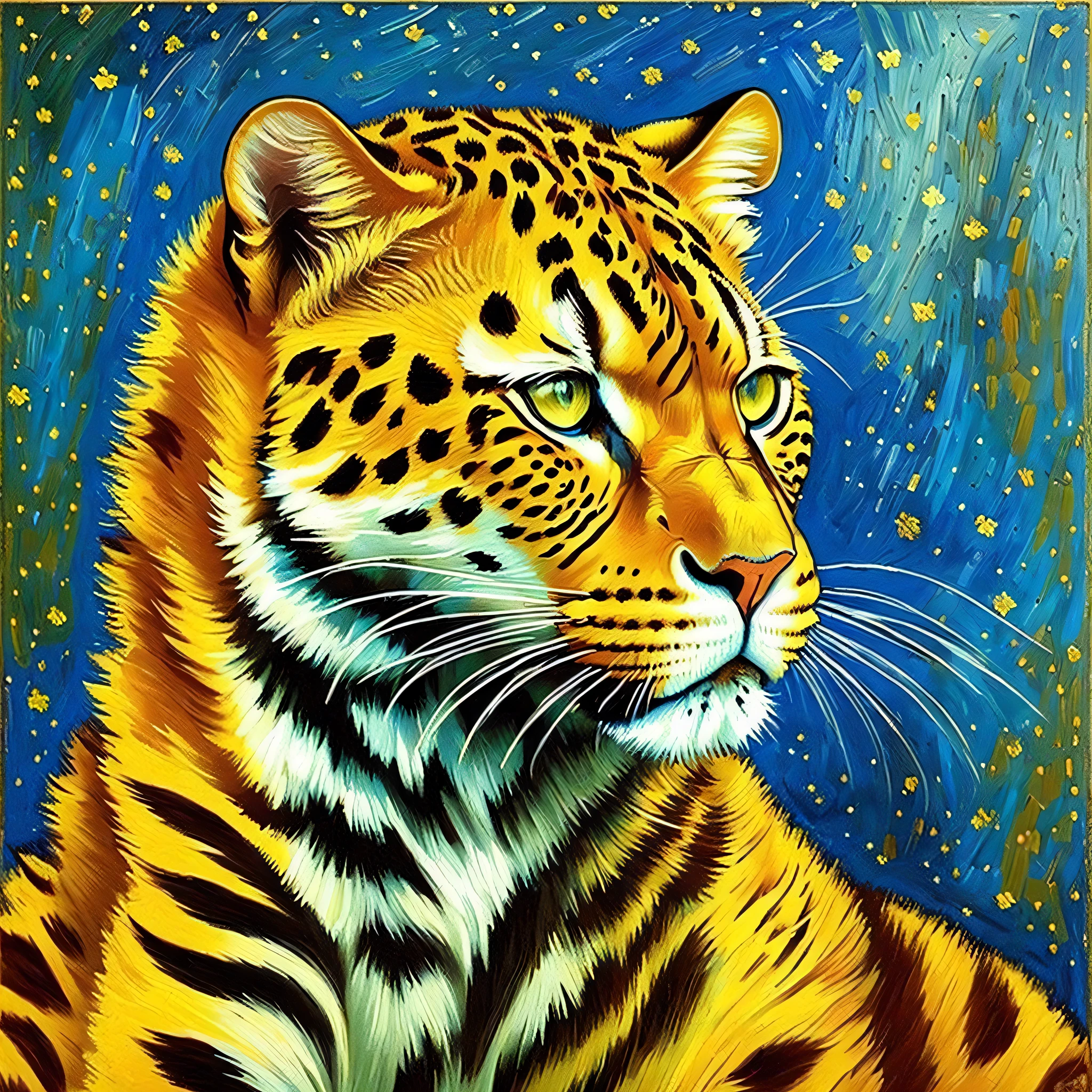 (masterpiece, high-quality), leopard, Vincent van Gogh, oil painting, remastered --auto --s2