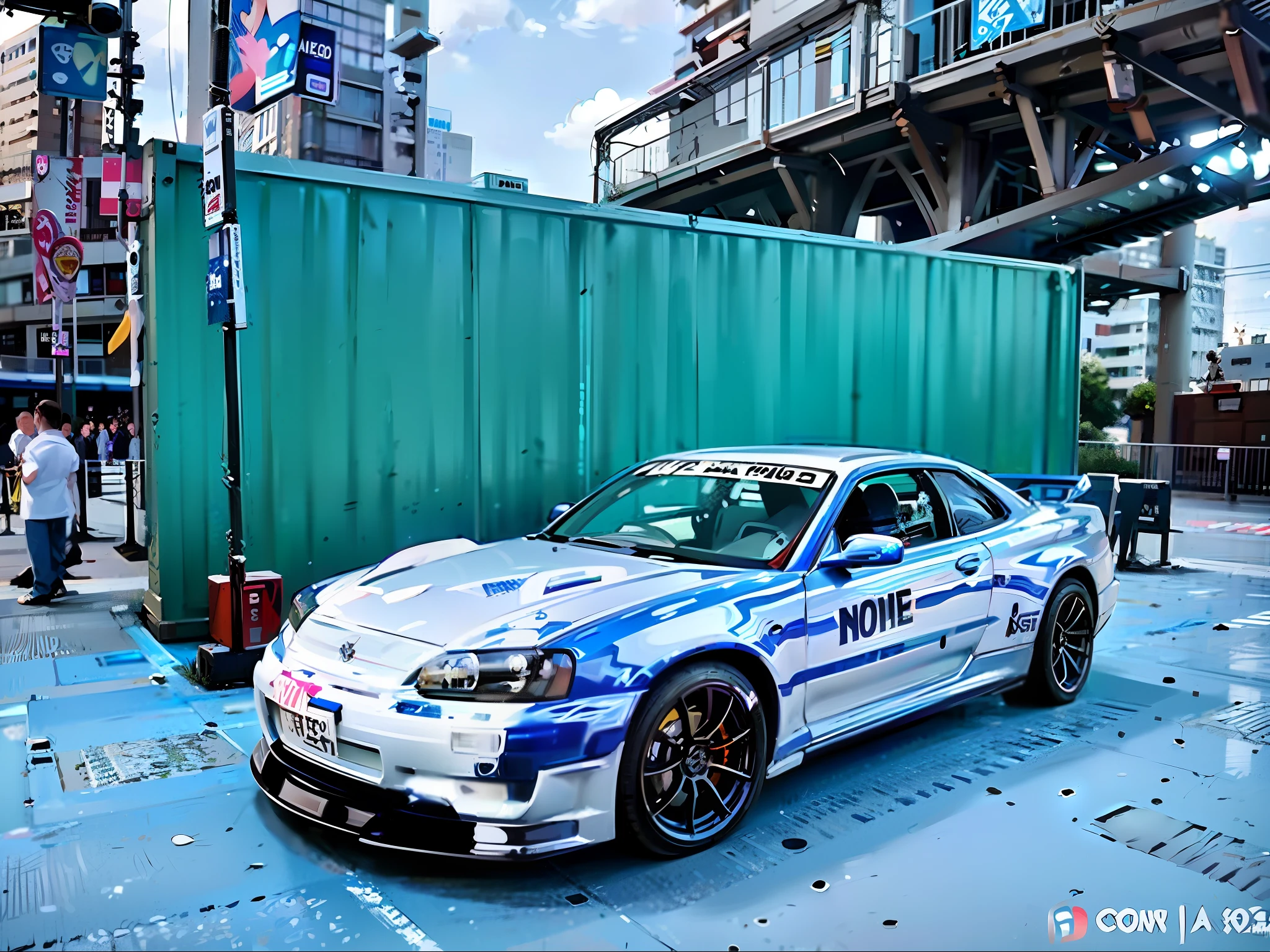 a close up of a white and blue sports car parked in front of a building, 🕹️ 😎 🔫 🤖 🚬, 🕹️ 😎 🚬, 🔞🤡, 🤬 🤮 💕 🎀, 😭 🤮 💕 🎀, 4l, 🚿🗝📝, 🔥 😎 🕹️ 👀 :2, f 2. 0