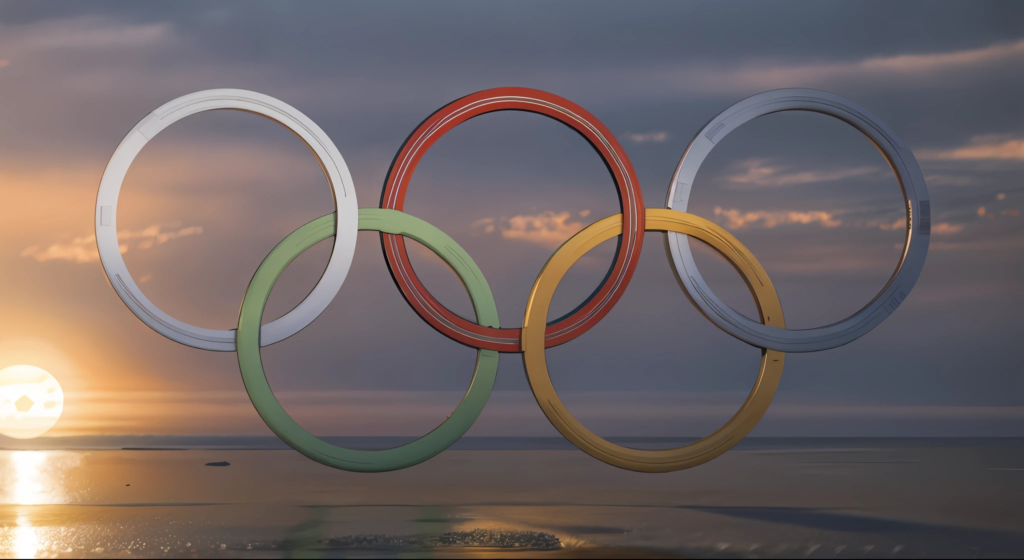 Olympic rings 3d realistic environment rendering HD