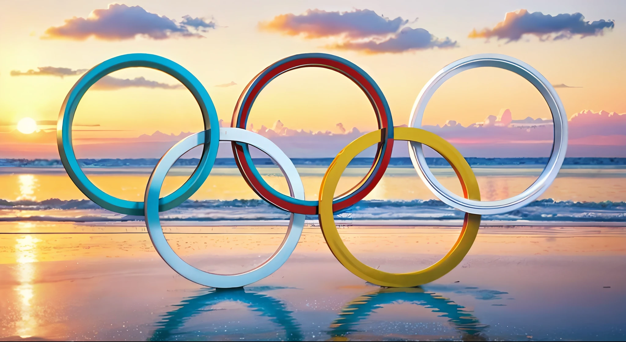 Olympic rings 3d realistic environment rendering HD