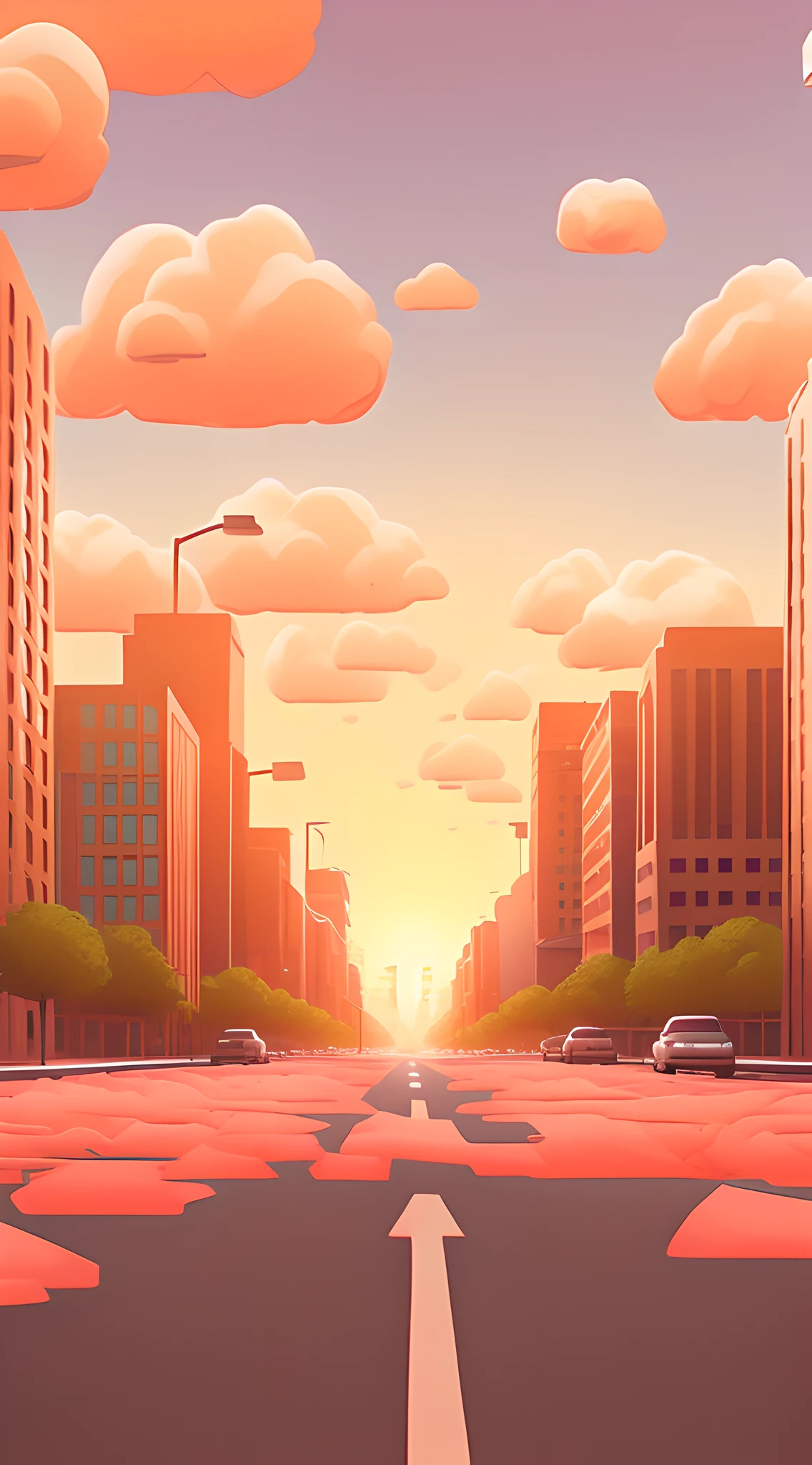 HD, there is a picture of a street, a car driving on it, daytime cityscape, background artwork, anime style cityscape, city street view background, low detail. digital painting, futuristic city streets, city sunset, fantastic illustration, background art, street background, 3d grain aesthetic illustration, rendering art, random background scene, futuristic street, Disney style, white ground