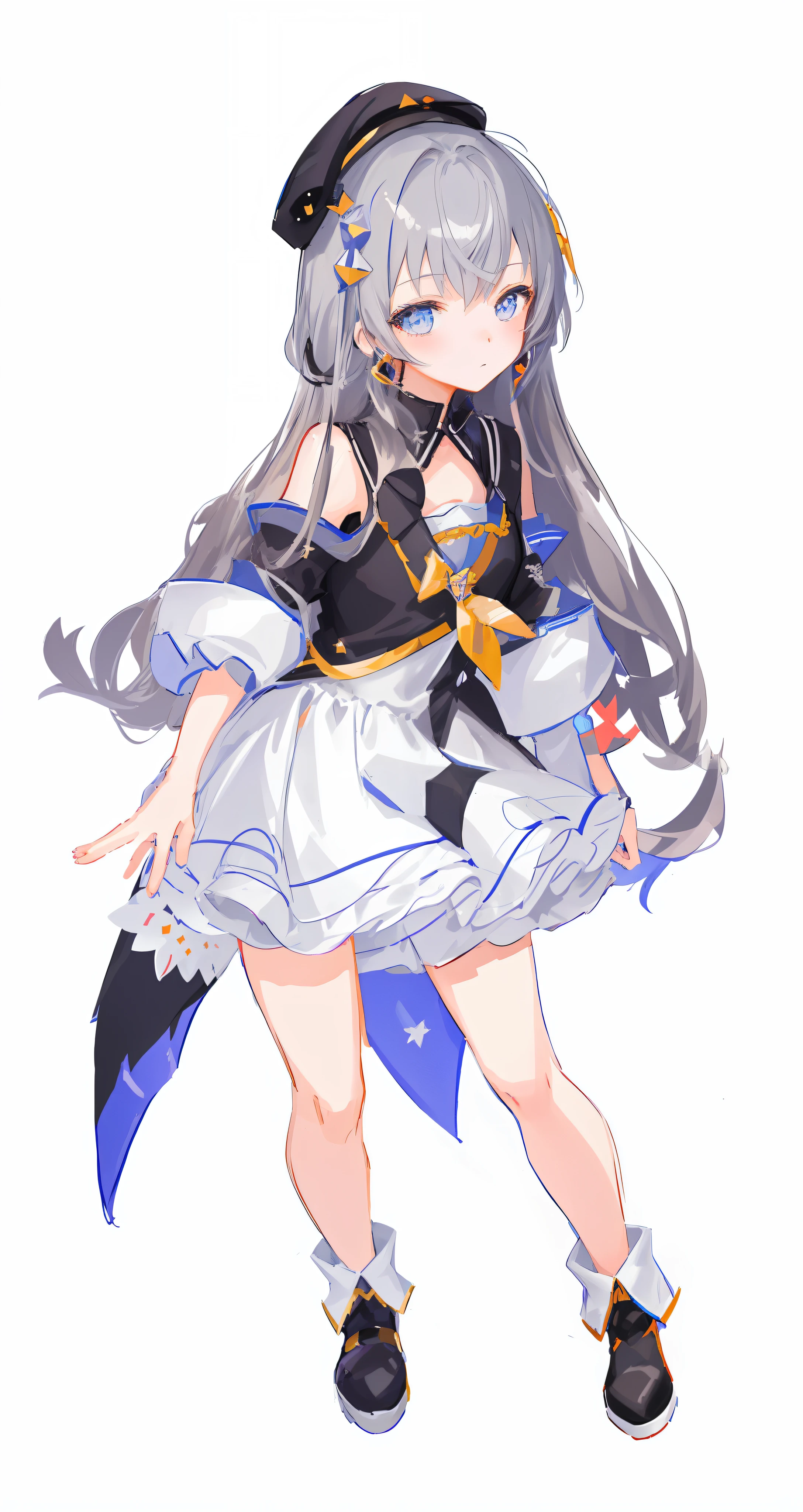 Anime girl wearing white dress and black hat, little curvy , Ayaka Genshin impact, Azure Lane style, characters from Azure Lane video game, Azure Lane, cute anime gaifu in beautiful clothes, official character art, loliskirt, ((character concept art)), default II from bravery, disgusted expression, disdainful eyes, reluctant look, raise your own skirt, 8k, best quality, masterpiece, pixiv top illustration, gray-brown long hair