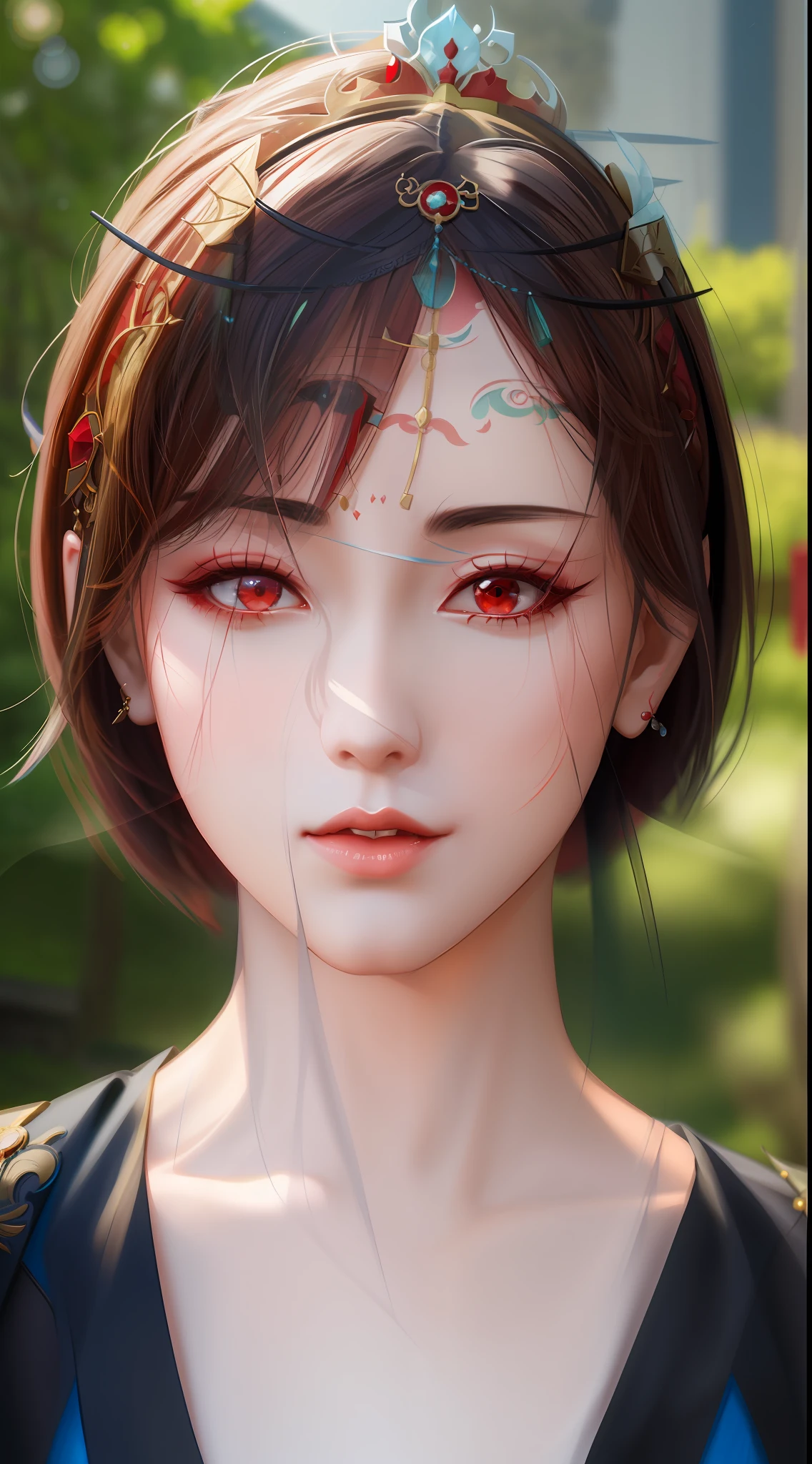 a close up of a woman wearing a red dress and a crown, palace , a girl in hanfu, artwork in the style of guweiz, heise jinyao, smooth anime cg art, full body xianxia, inspired by Ma Yuanyu, xianxia, beautiful anime portrait, realistic anime 3 d style, inspired by Zhao Yuan