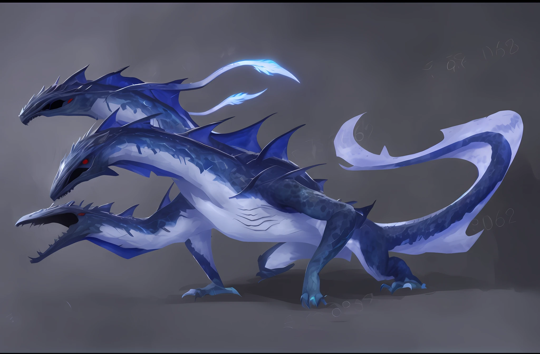 Blue dragon, creature, red eyes