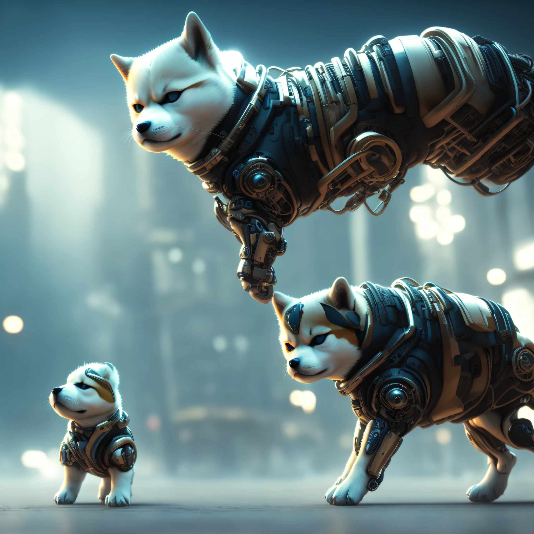 “cybernetically enhanced cyborg Shiba Inu , realistic cyberpunk 2 0 7 7 concept art”