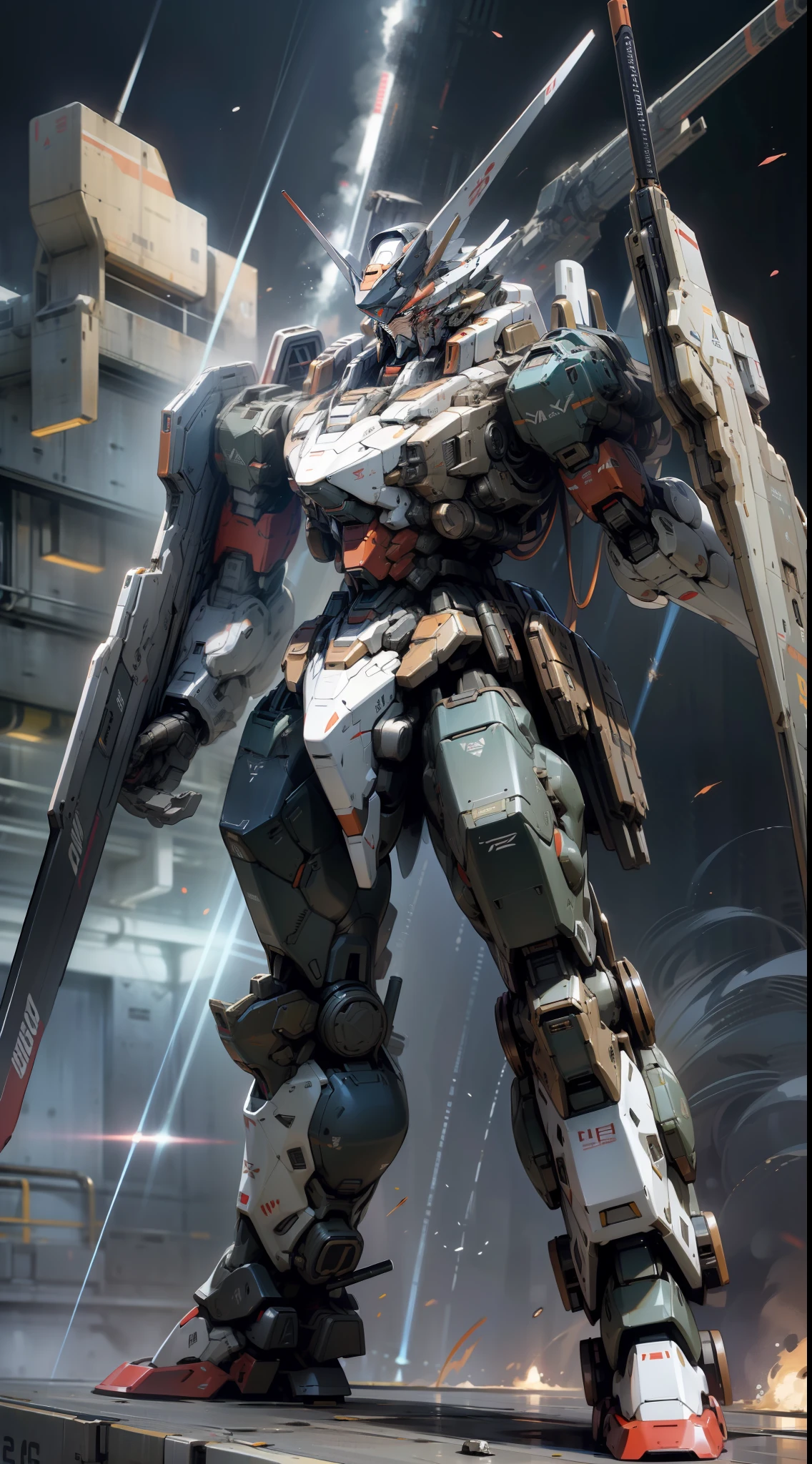 Surrealism, Ray Tracing, Photorealistic, UHD, High Detail, 32k, Best Quality, Textured Skin, Gundam Mecha, Flight, Funnel, Mecha Ship, Masterpiece, Best Quality, Mecha, Unmanned, (Full Body), (Black Mecha: 1.8), (Axisymmetric: 1.4), (HDR), (Movie Light: 1.1), White Eyes, Cool, Science Fiction, Fire, Universe, oversized shield, mecha man overlooking the background of the earth, with laser cannon beams, wars, conflicts, weapons in hand (has a huge weapon: 1.5),