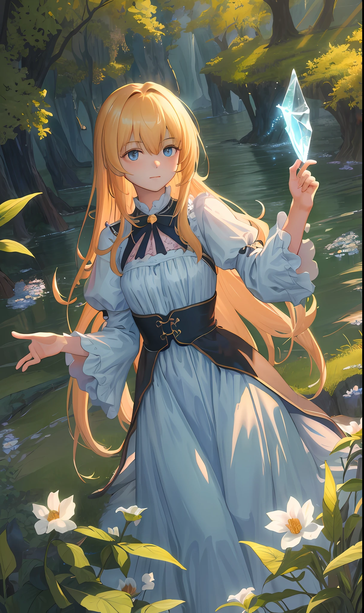 (masterpiece:1.3), official art, 8k, Henning Jakob Henrik Lund, 1girl, delicate, small breasts, very long hair, dress, (dress lift:1.0), bareleg detailed fantasy landscape, masterpiece, best quality, CG, wallpaper, high quality, HD, extremely detailed, global illumination, dusk light, scattering , (Transparency: 1.2)