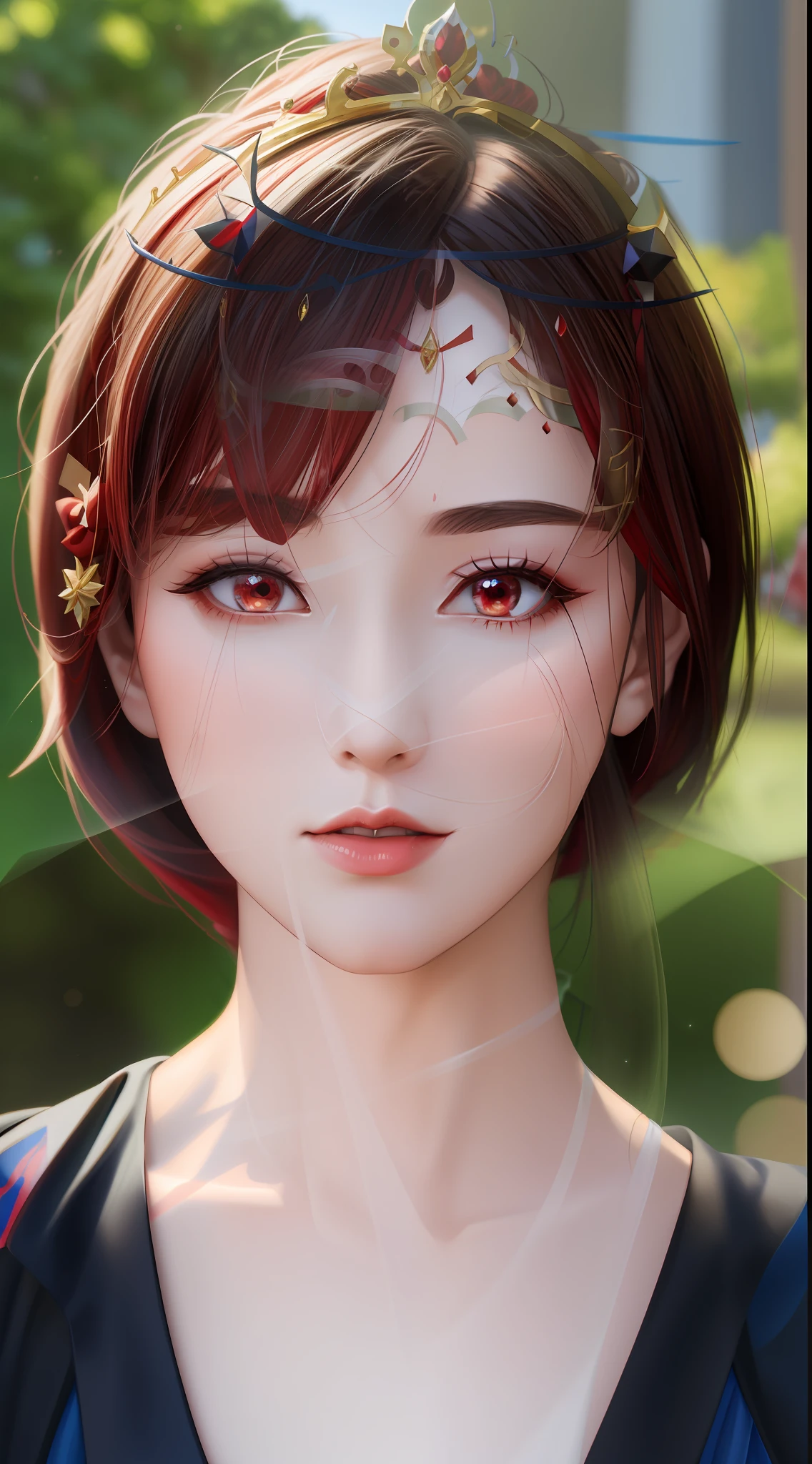 Close-up of a woman in a red dress and crown, palace, girl in Hanbok, Guvez style artwork, Hirase Jinyao, smooth anime CG art, full body fairy, inspired by Ma Yuanyu, fairy tale, beautiful anime portrait, realistic anime 3D style,