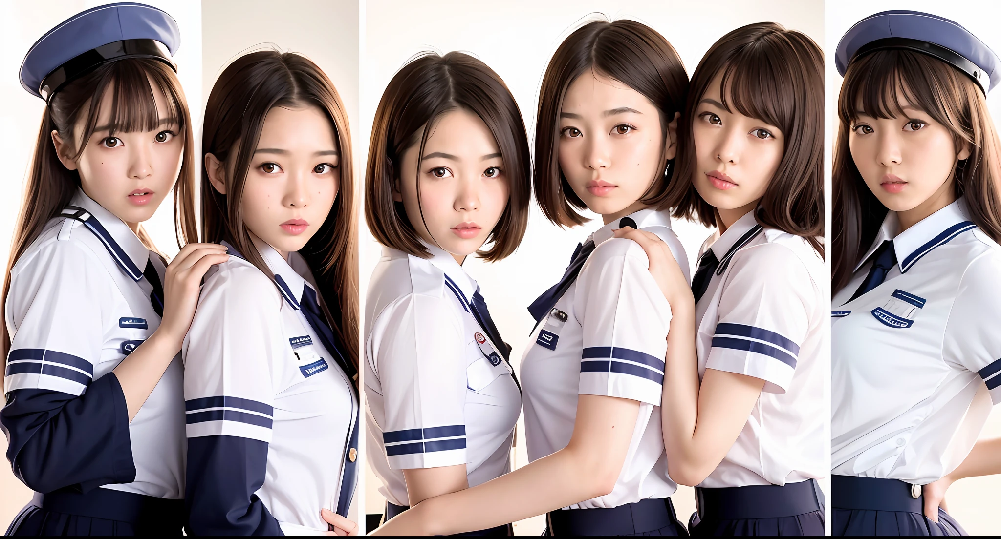 idol group, uniform, cute, asian woman,