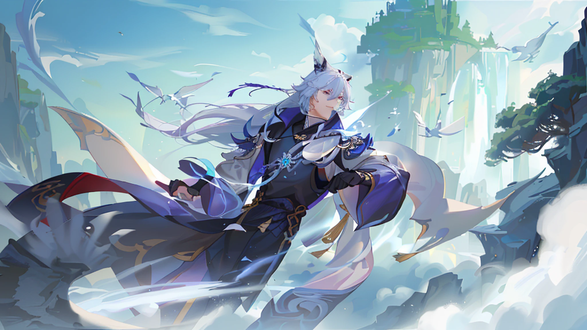 anime character riding on a horse in a fantasy setting, keqing from genshin impact, zhongli from genshin impact, genshin impact character, by Yang J, genshin, heise jinyao, genshin impact, onmyoji detailed art, genshin impact style, g liulian art style, loong, video game genshin impact