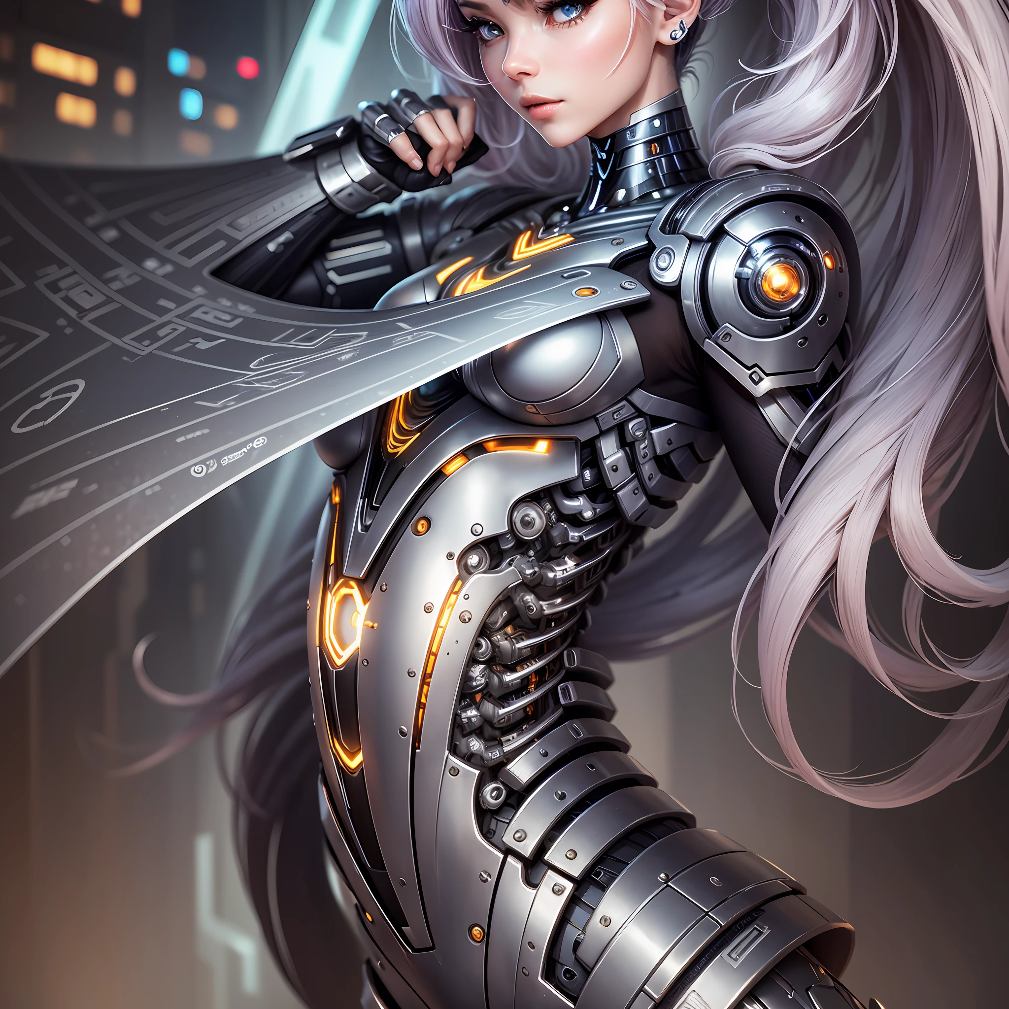 Cute Beauty Made of Metal, (Cyborg: 1.1), ([Tail | Detailed Wire]: 1.3), (Complex Detail), HDR, (Complex Detail, Ultra Detail: 1.2), Cinematic Shot, Vignette, Center --auto --s2