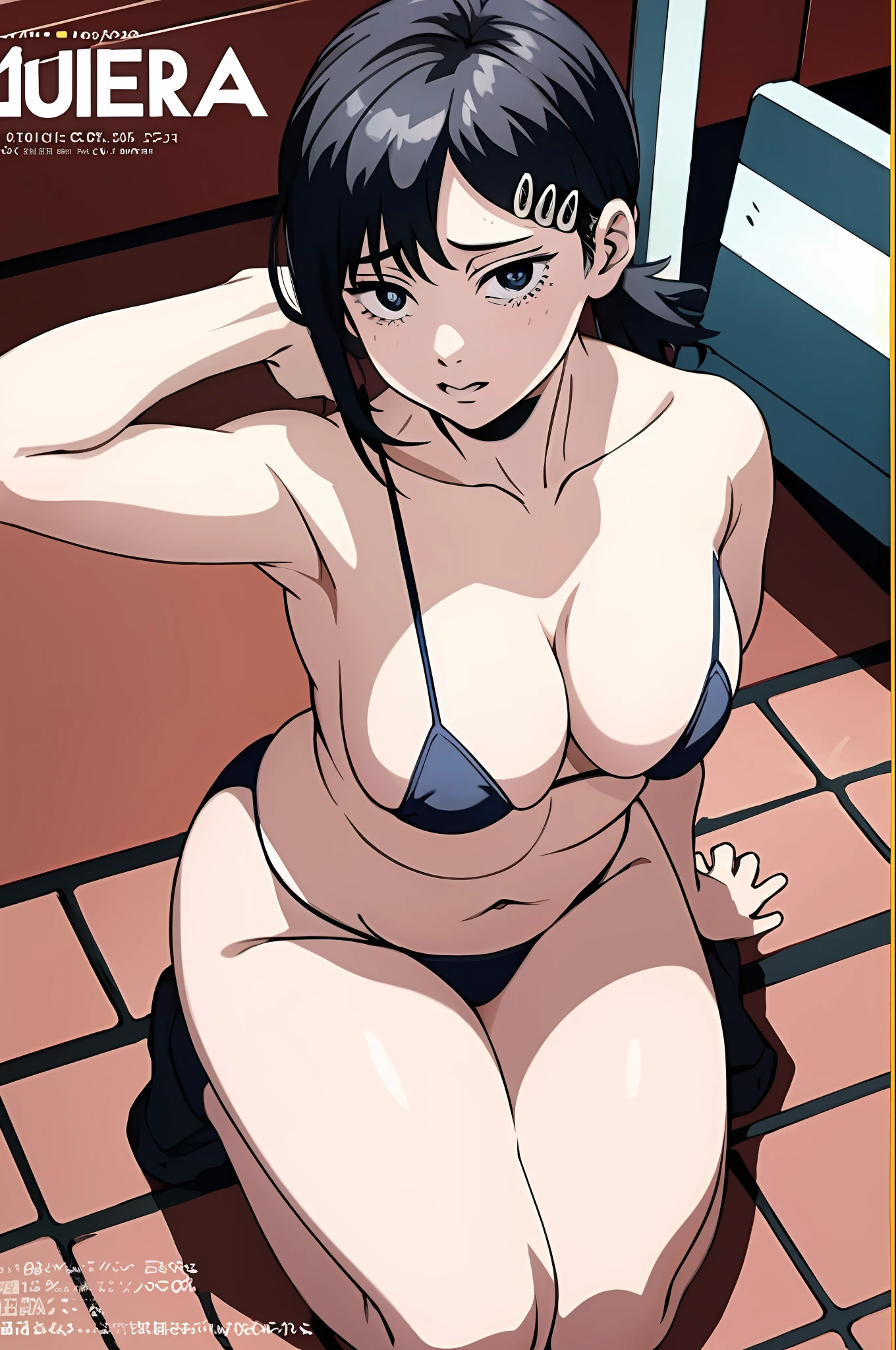 1 girl, photo assignment, model,( magazine cover), beautiful model, cute, small, perfect hands, , chubby, chubby, chubby body, in underwear, kneeling posture, hands-free, masterpiece, full body, armpits, provocative look, ahegao, gravure model, beautiful photography, hd, perspective from above, pubic hair in sight.
