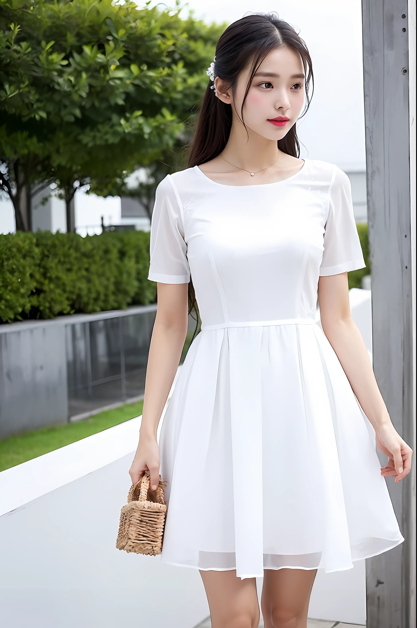 1. Pure white
When it comes to summer dressing, the first thing that comes to mind must be white clothes. The fresh and bright white clothes can bring you the cleanest and most elegant feeling. Whether it's a short-sleeved T-shirt or a chiffon dress, they can make you the focus of the whole scene. However, please note that there are also some things to pay attention to when wearing white clothes: avoid dark linings, be careful not to get your clothes dirty, etc.