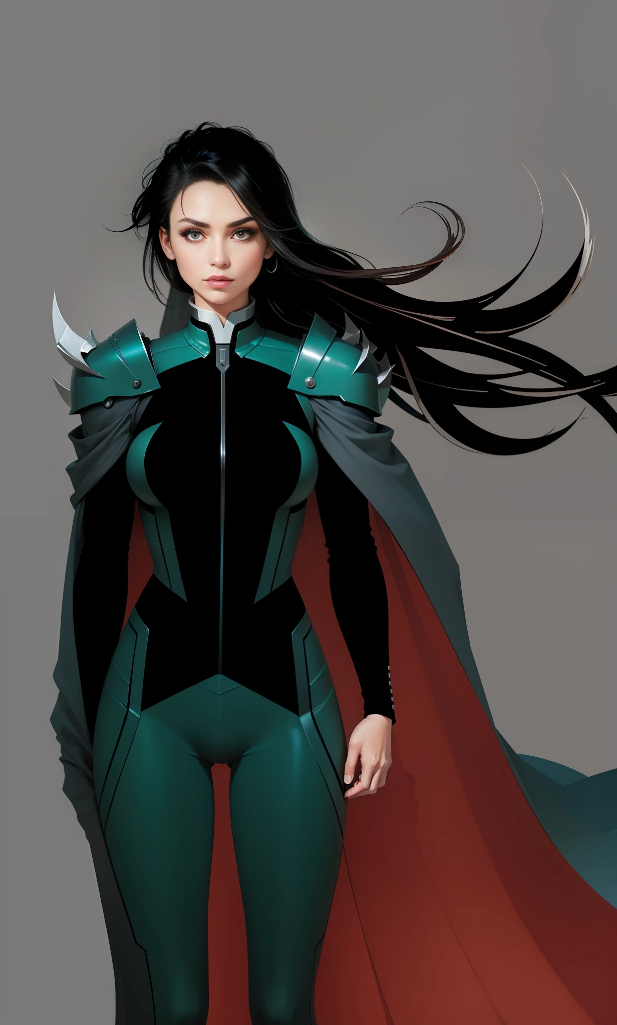 Change the texture of the detail above the right shoulder to a chrome metal thorn, make the whole part of the combro with matte metal texture while maintaining the color, add depth to the body, avoid further adjustments. --auto --s2