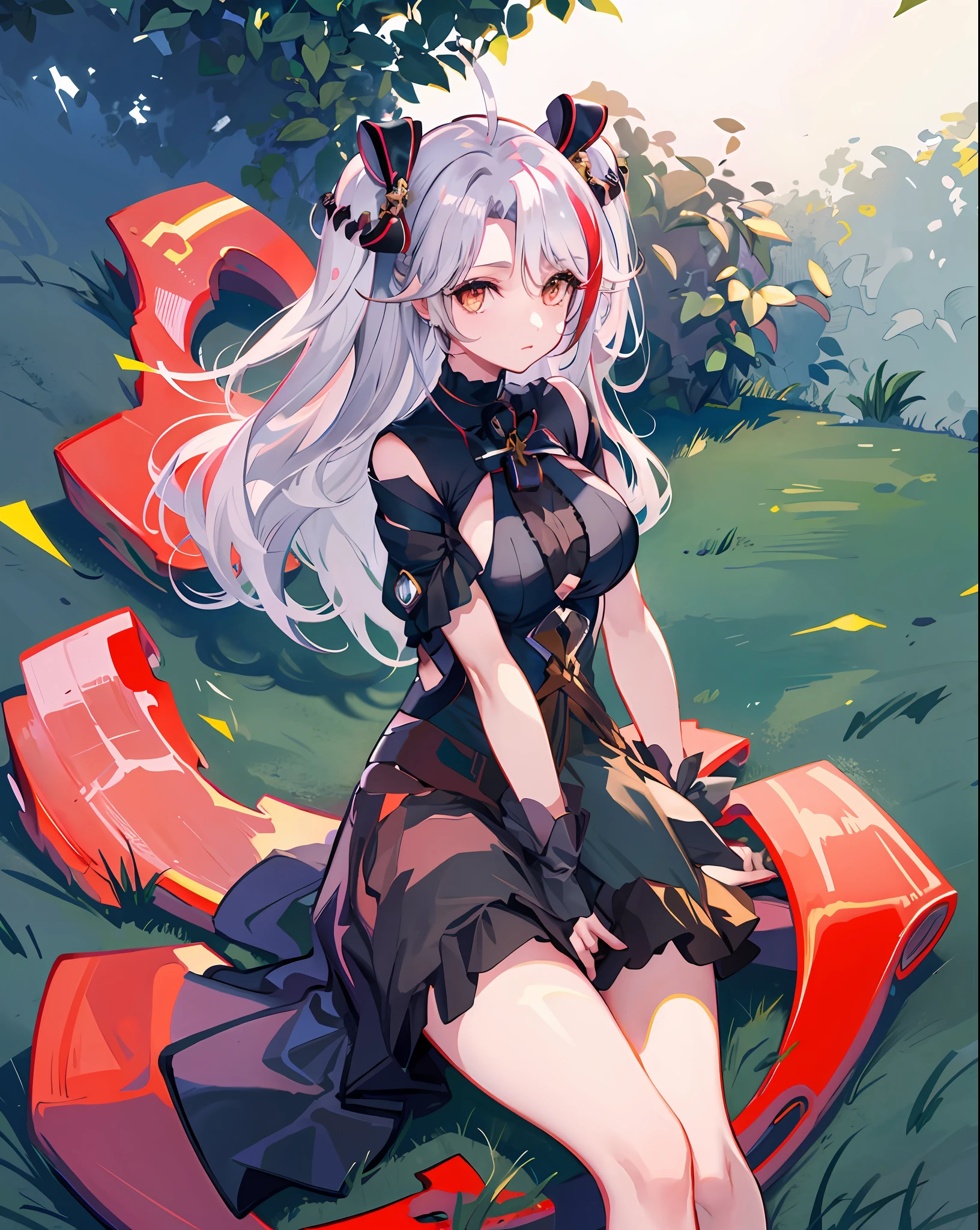 1girl,large breasts,(wariza),(v-arms:1.2),(hand between legs:1.3),grass,
eugendress,