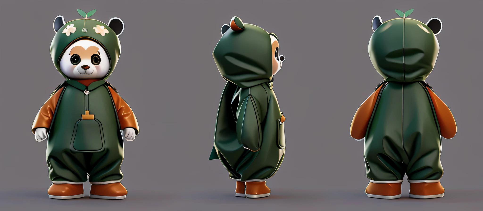3D, C4D, Cartoon, Q Version, Warm Background Image, Blind Box Figure, Zbursh, Panda, Blender, High Precision, Cute Expression, Big Eyes, Three Different Poses of Green Costume Panda, Stylized Character Design, 3D Rendering Stylized, High Quality Character Design, Cute 3D Rendering, Stylized 3D, Stylized to 3D Rendering, Very Stylized Character Design, Stylized Characters, Game Character Design, Animated Character Design, Stylized Concept Art, Cute Digital Painting 3D , C4D, Cartoon, Q version, warm background image, blind box figure, Zbursh, panda, blender, high precision, cute expression, big eyes, three different poses of green costume panda, stylized character design, 3D rendering stylization, high quality character design, cute 3D rendering, stylized 3D, stylized to 3D rendering, very stylized character design, stylized character, game character design, animated character design, stylized concept art, cute digital painting