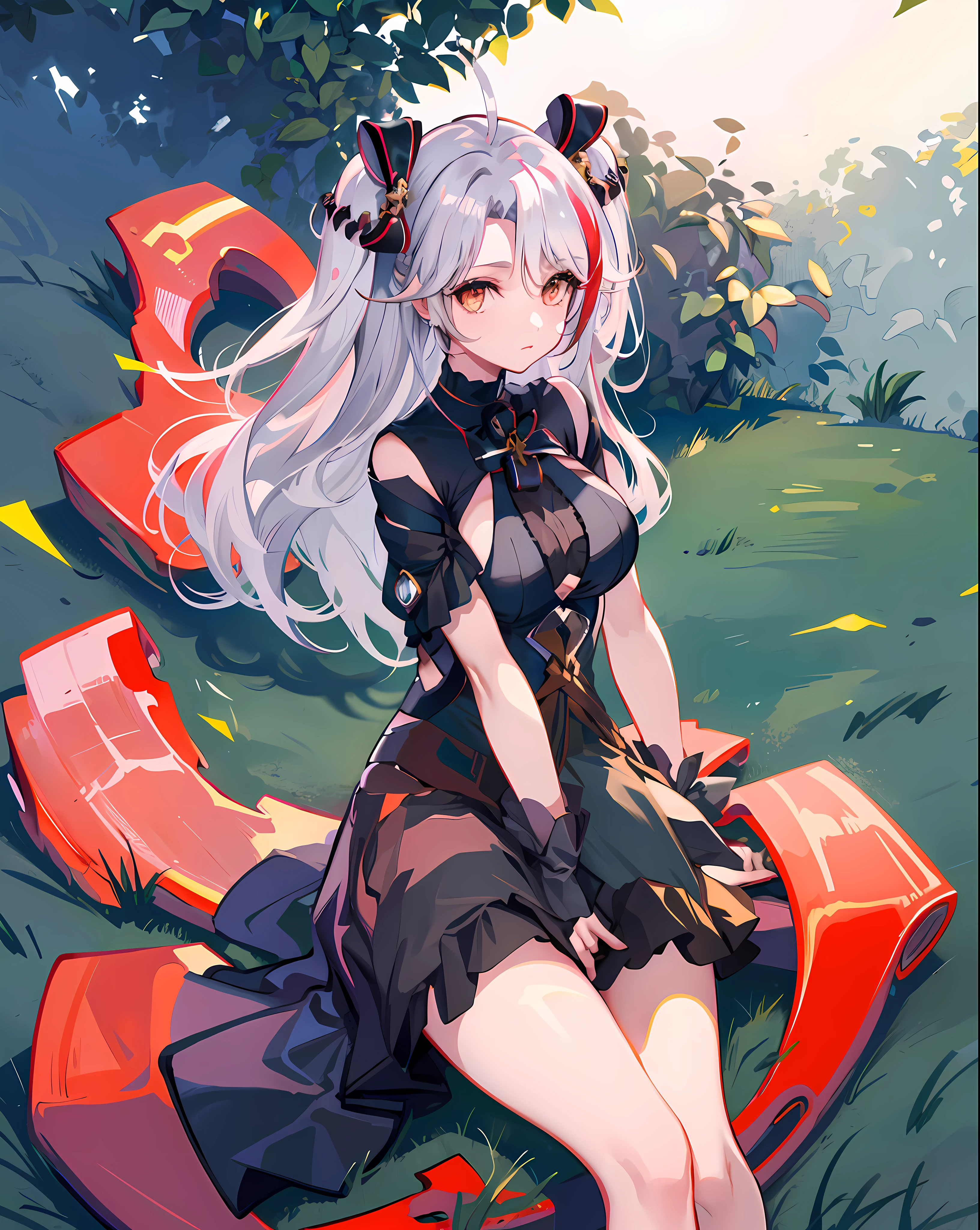 1girl,large breasts,(wariza),(v-arms:1.2),(hand between legs:1.3),grass,
eugendress,