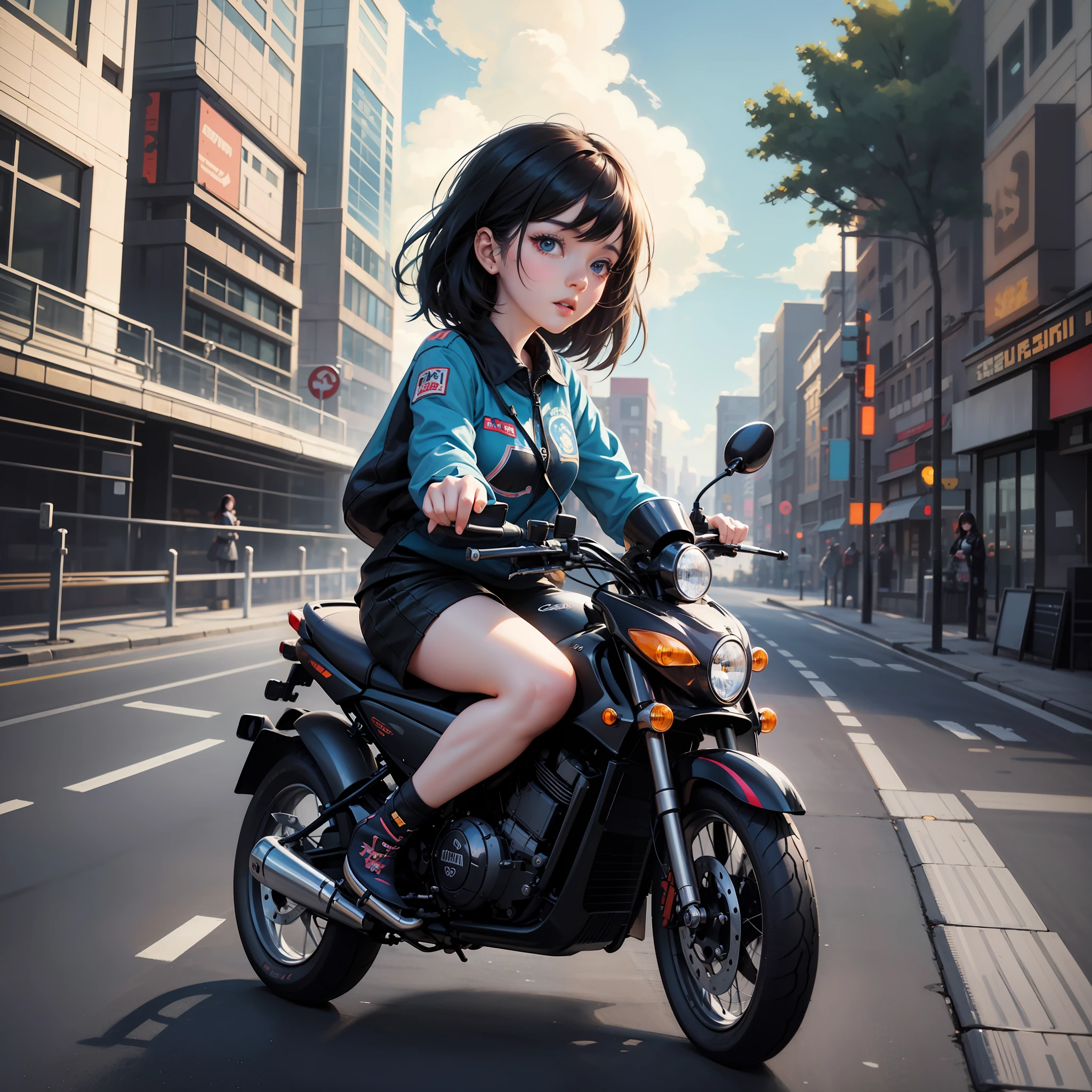 cartoon girl driving a car with a surprised look on her face, adorable digital painting, driving, driving a car, realistic cute girl painting, artwork in the style of guweiz, loish van baarle, cute detailed digital art, realistic cartoon, driving fast, pixar and ilya kuvshinov, by Goro Fujita, cute artwork