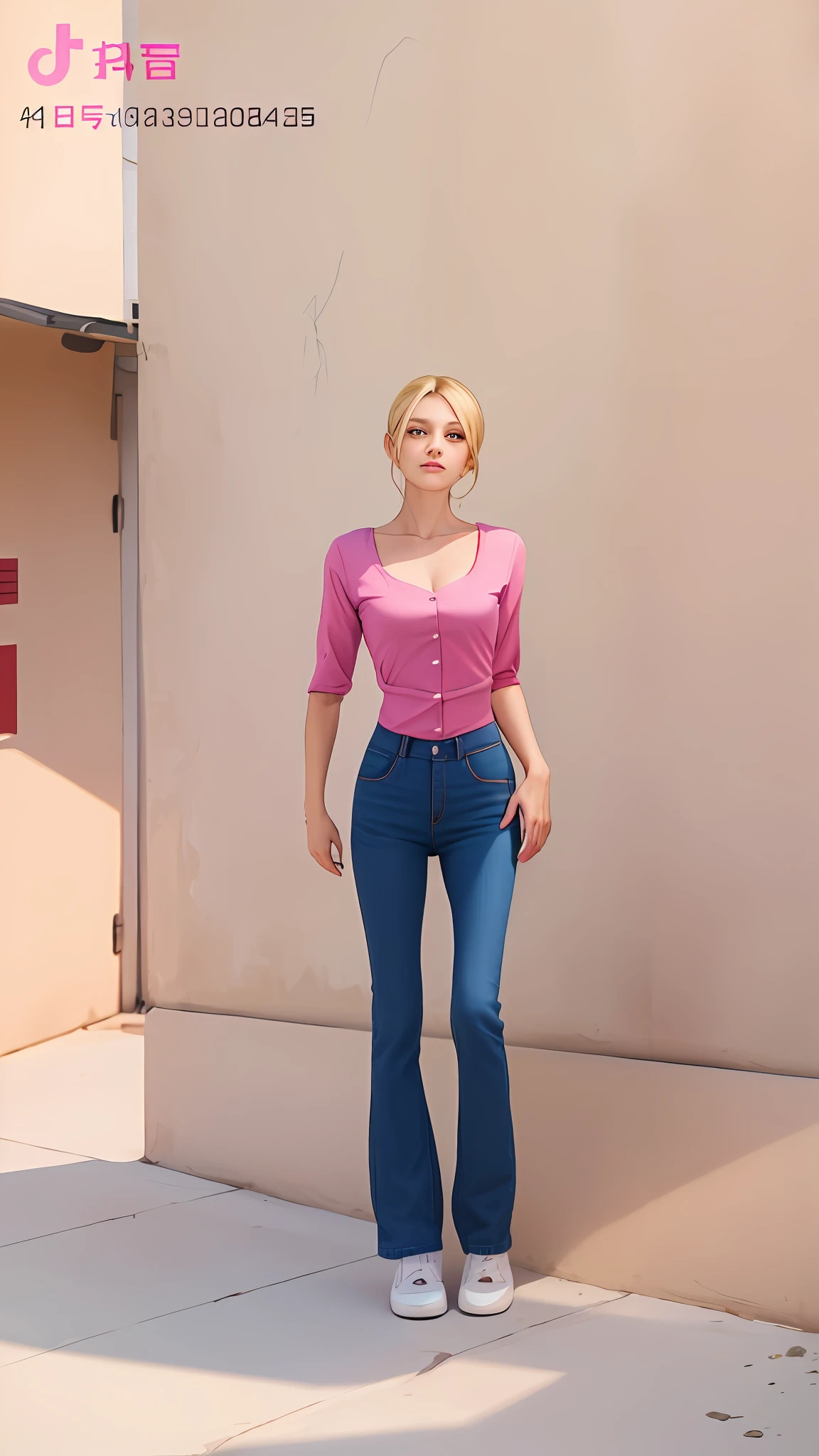 masterpiece, best quality, highest quality, photorealistic, perfect anatomy, perfect face, perfect eyes,
marondbgt, 1girl, pink dress, blonde, pink headwear,  blue eyes, solo, twintails, white shirt, collared shirt, low twintails,