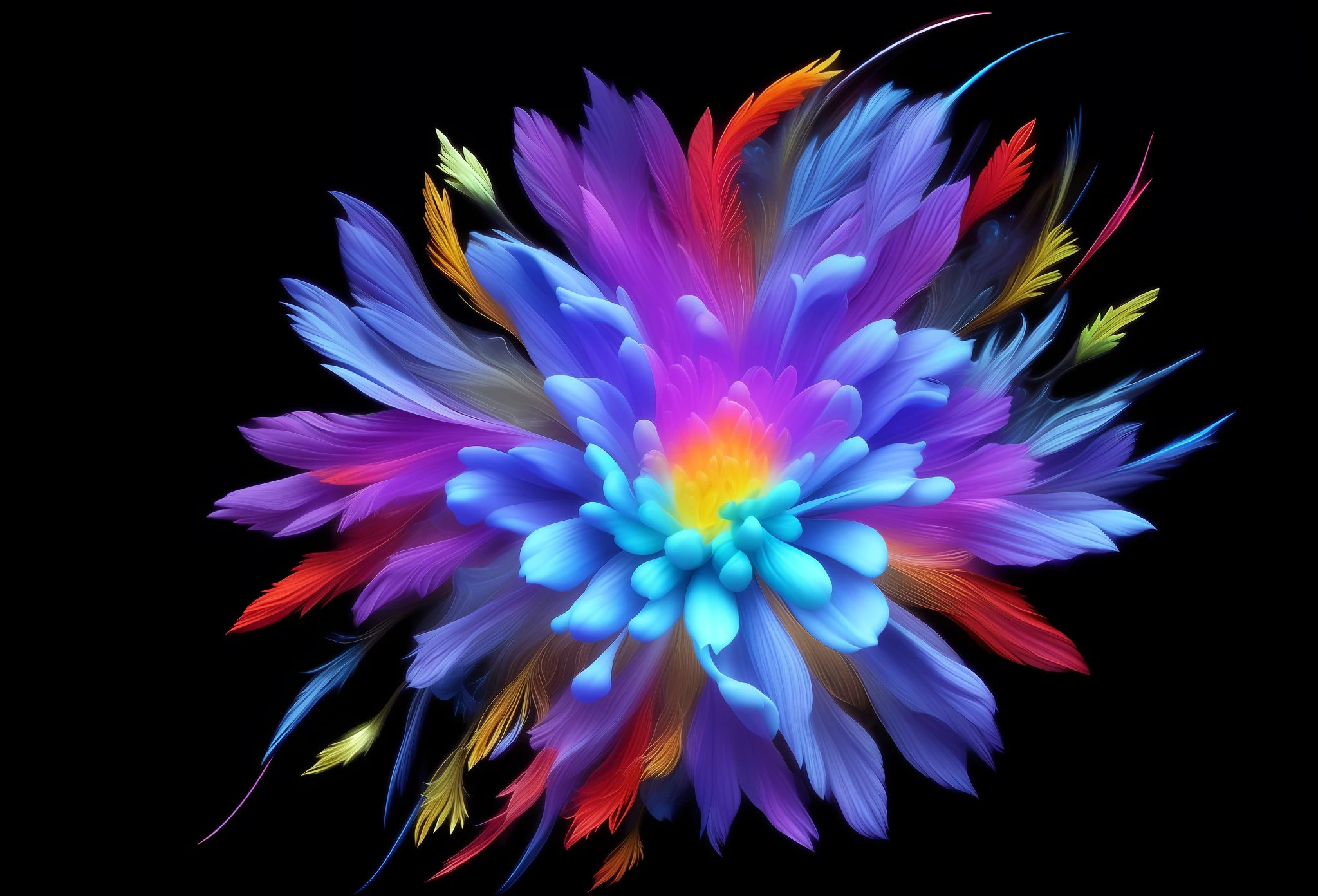 one elemental multi flower, Elemental flowers, vibrant colors, reslista, 8k