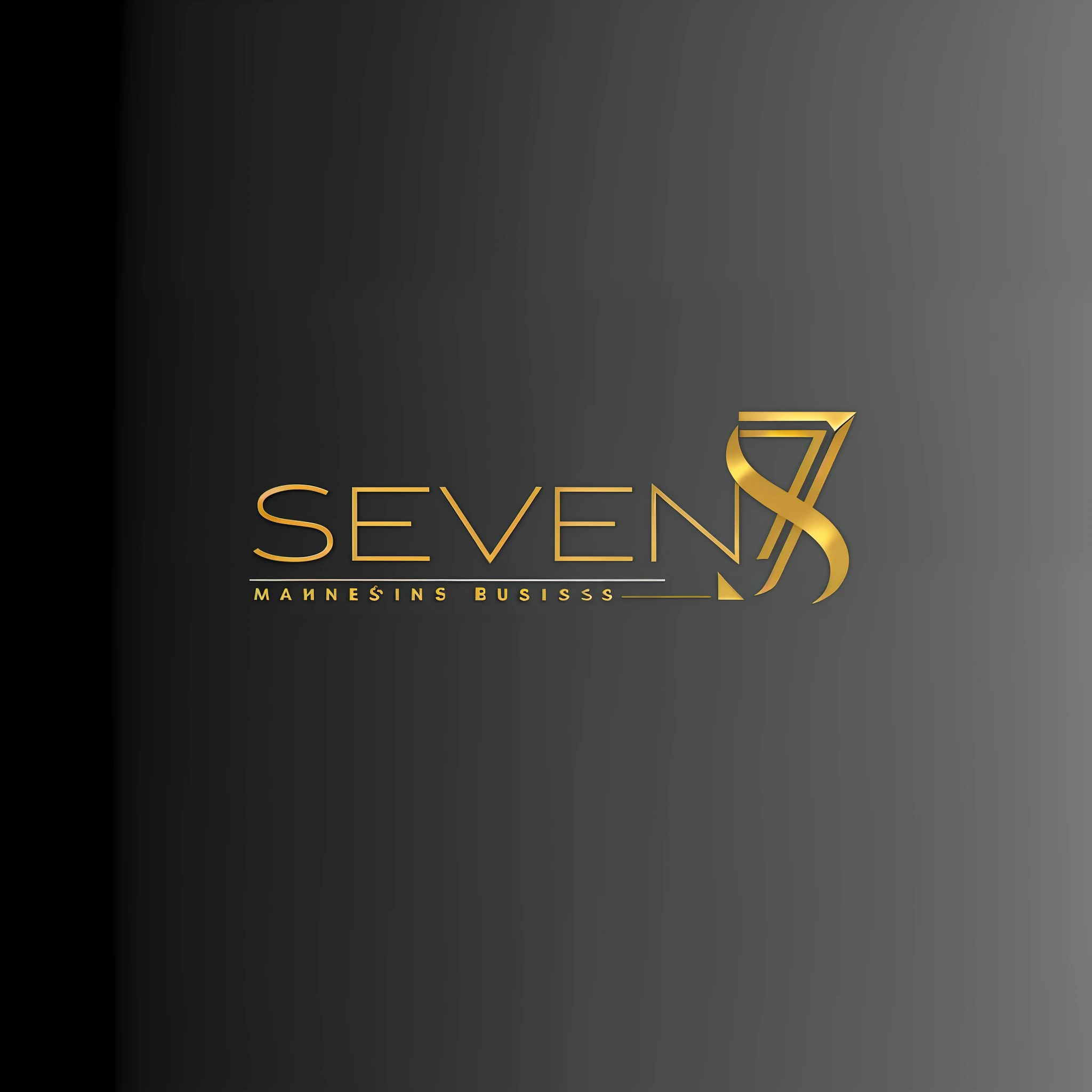a close up of a gold logo on a black background, seven, logo concept design, logotype design, logo design, 7, 3 d logo, header with logo, minimalistic logo, clean logo design, seventies, seven sins, logo, logo, loadscreen”, minimalist logo without text, by :5 sexy: 7, business logo, golden number