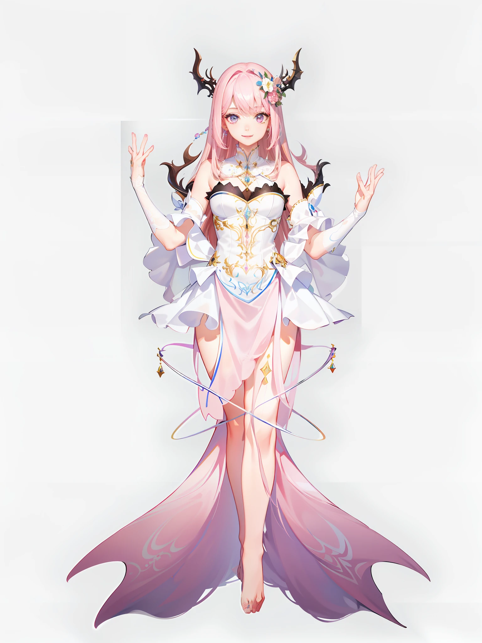 (masterpiece, finely detailed beautiful eyes: 1.2), (long pink hair:1.2), (pink eyes color:1.1),  straight hair, (white shirt:1.2), black mini leather skirt, realistic lighting, beautiful lighting, raytracing, photorealistic, (hyperrealistic:1.2), highres, 4k, 8k, (extremely detailed CG, 8k wallpaper:1.1), extremely detailed, sharp, digital illustration, detailed, realism, beautiful face, highly detailed face, ultra-realistic, masterpiece, detailed eyes, hyper-detailed, volumetric lighting, realistic shadows, intricate details, small details, cheerful, smile