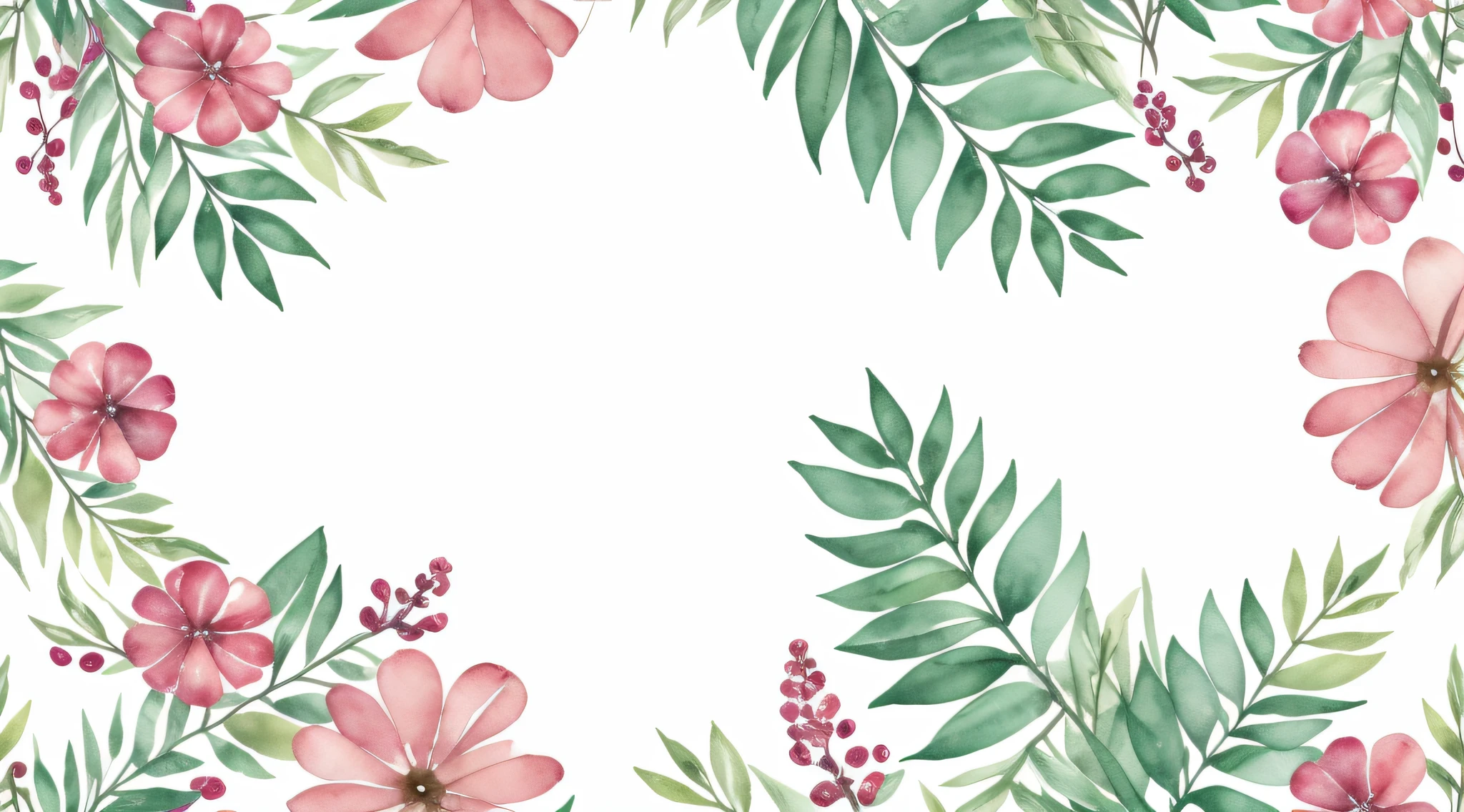 Watercolor pattern with beautiful flowers, berries, ferns, leaves and calm colors on #3b4195 color background. Watercolor paper texture.