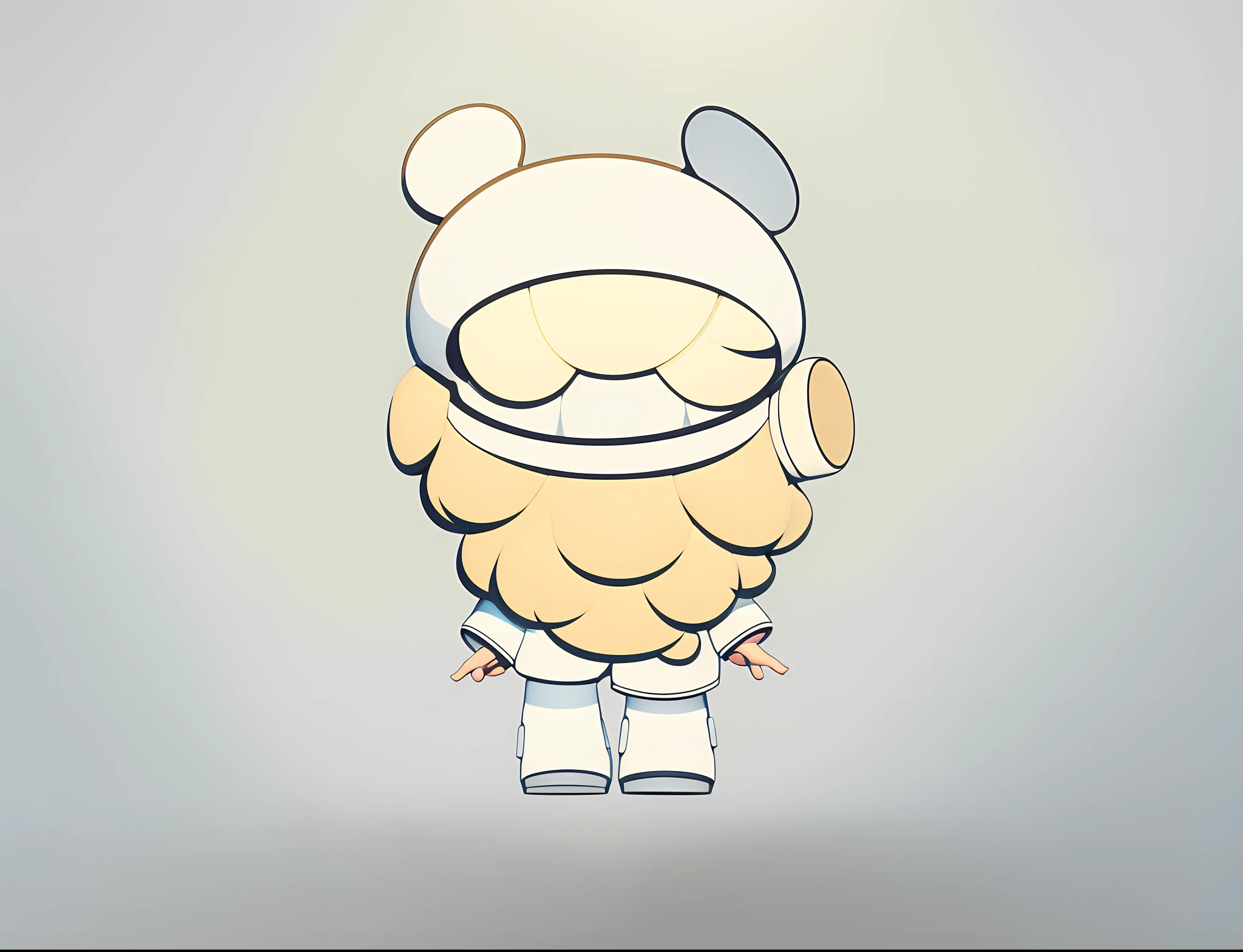 A cartoon of a woman in a bear hat and a white shirt, Mr. Nibbs character design, in Baymax style, cute! C4D, soft 3d rendering, merging characters, 2d rendering, high quality character design, cute 3d rendering, cartoon rendering keyboard snapshot, 3d rendering stylized, 2d illustration, 2d illustration