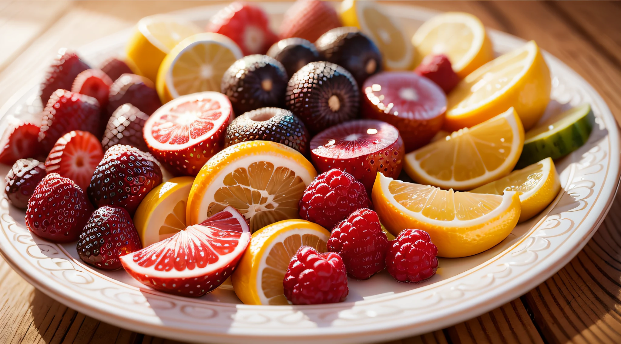 Fruit platter, lens: AF-S NIKKOR 35mm f/1.4G
Focal length:35mm
Aperture: f/2.8
Shutter Speed: 1/125sec.
White Balance: Auto 2
Exposure Mode: Manual
Metering Mode: Multi-pattern metering
Exposure compensation: 0 stops
Focus Mode: AF-C
ISO sensitivity setting: ISO 100 --auto --s2