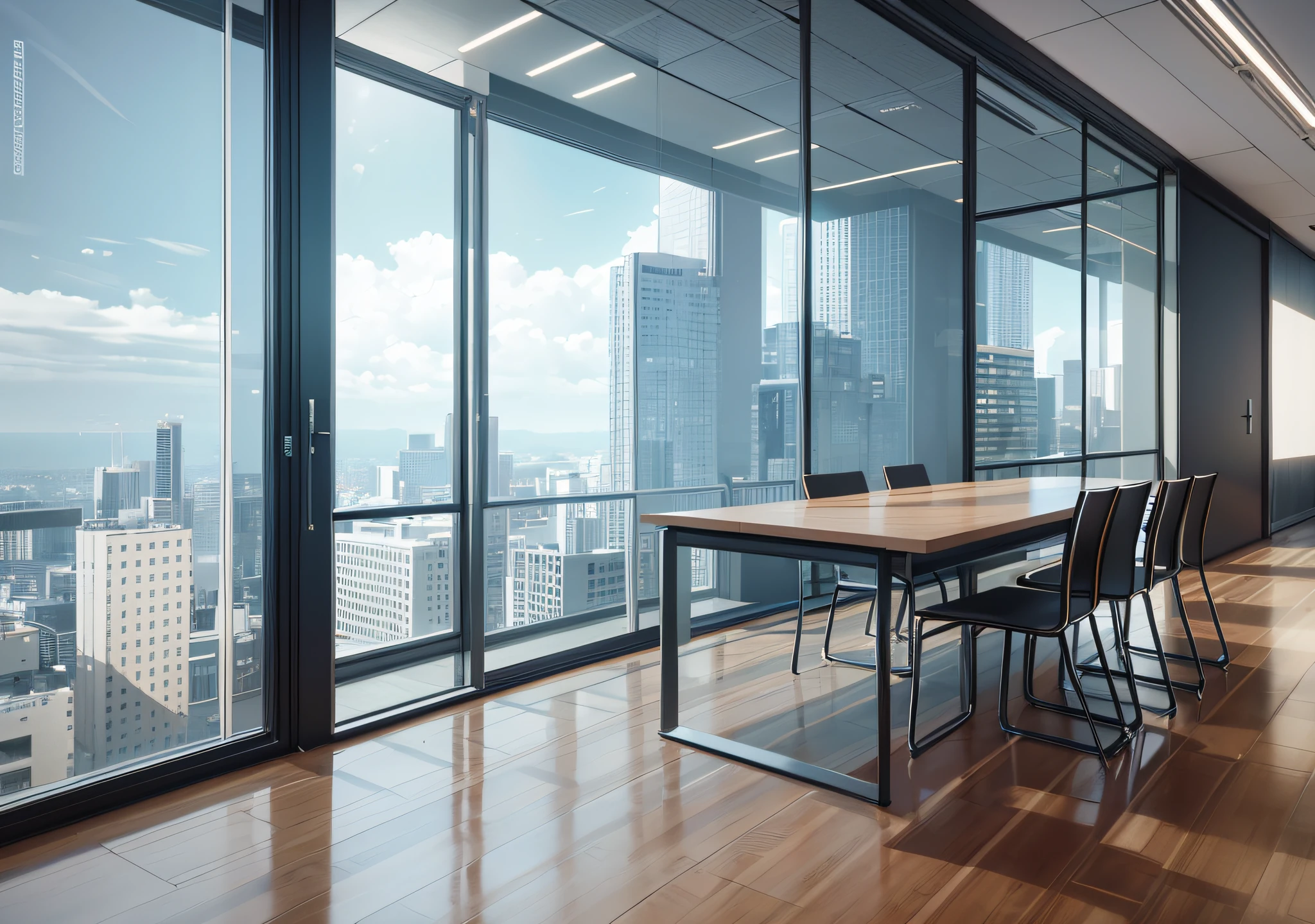 There is a desk with computer, desk, office furniture, multiple desks, workspace in open space, premium look, cube meeting room office, modern office, office, closed portrait, desk, table, subtle details, large desk, full HD, 8K, high resolution, super high quality, high detail, full detail reality, surrealism, ultra-wide angle lens, canon 5D, 1 Fujifilm XT100, Sony alpha, interior visualization, V-ray, Quaxel megascan rendering, Octane rendering
