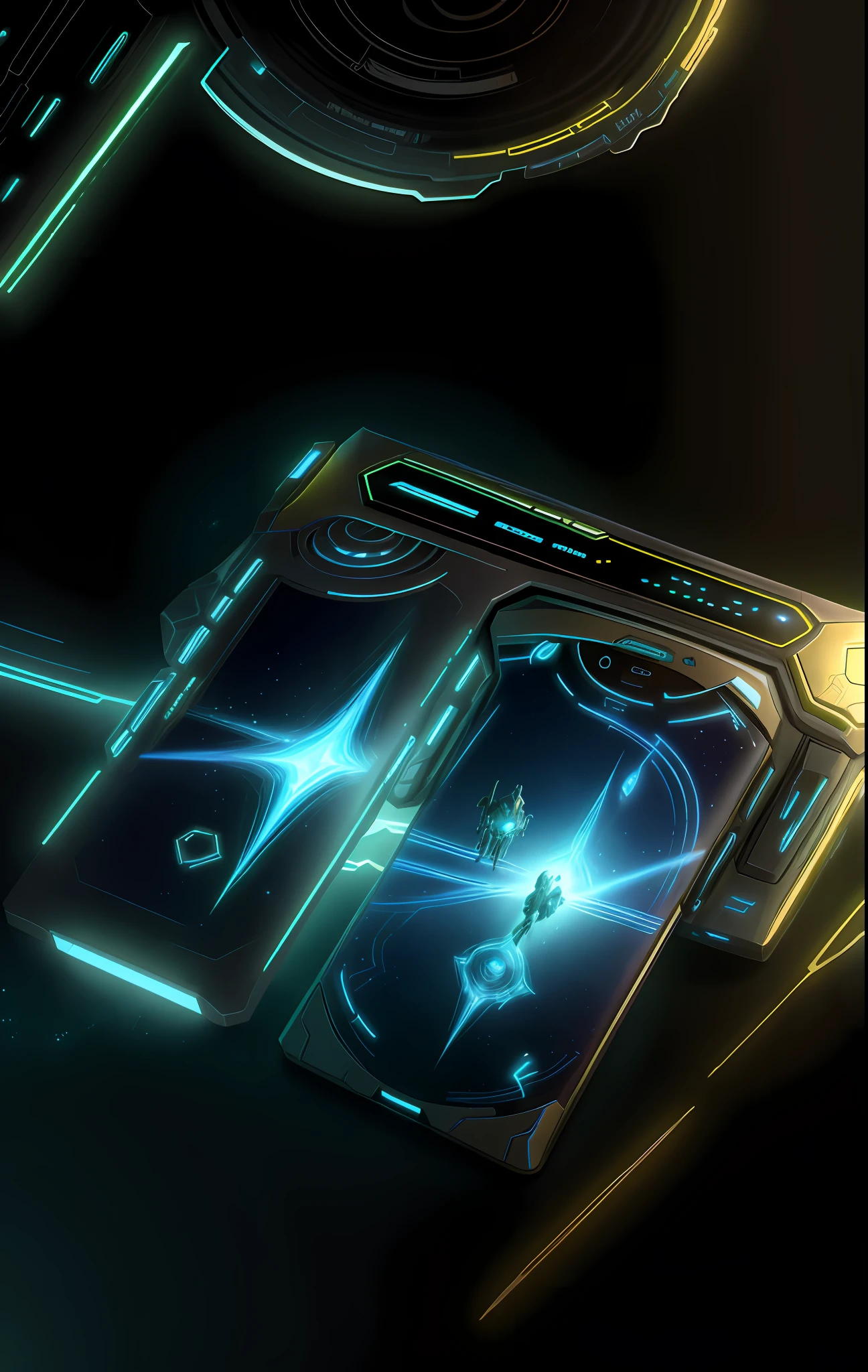 Cell phone, ProtossAI, no man, tech, close-up, sci-fi scenes