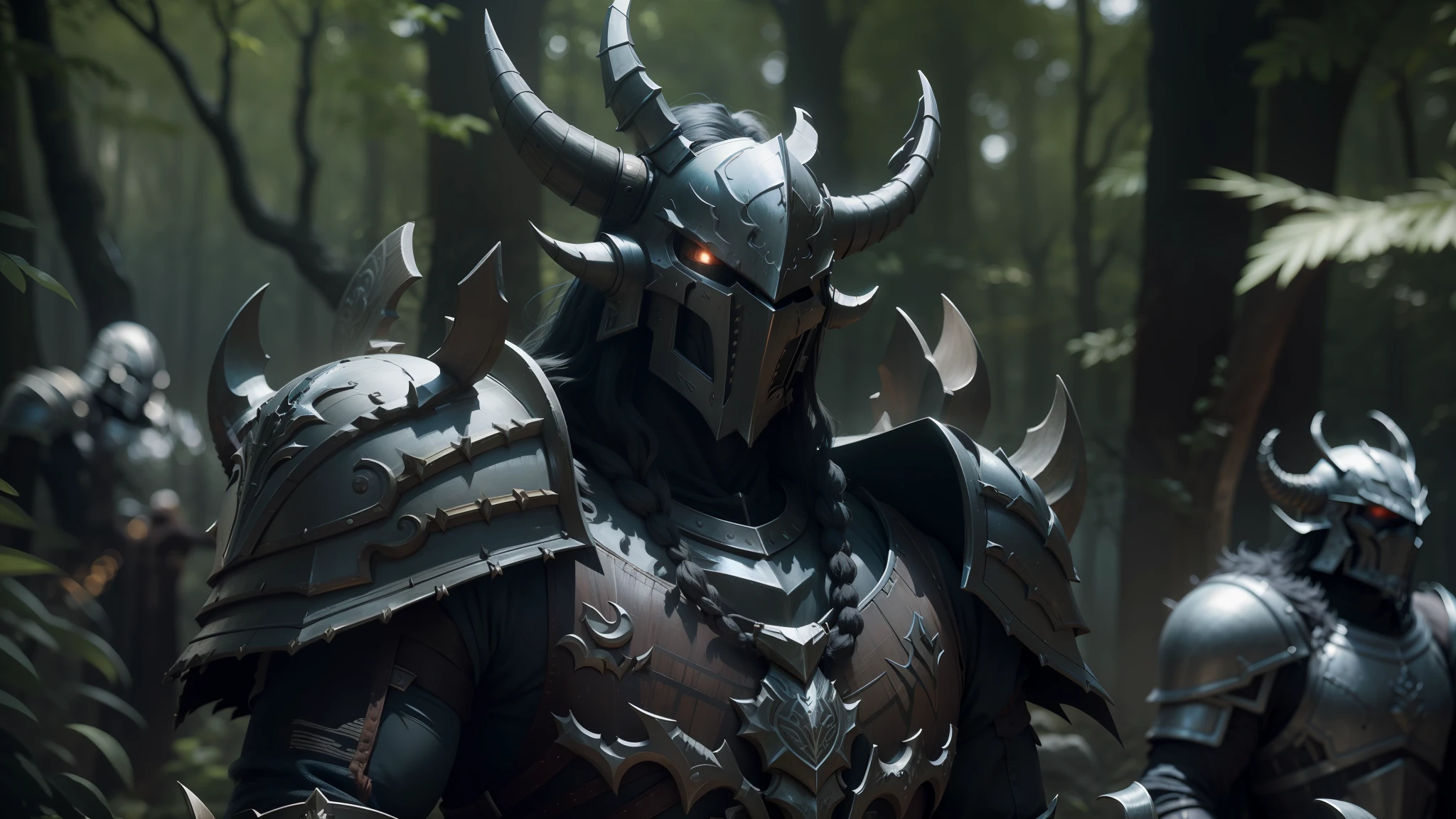 a close up of a person in a costume with horns and a sword, realistic armor, still from the movie predator, armored warrior, archaon the everchosen, highly detailed armor, ares with heavy armor and sword, berserk skullknight black armor, detailed fantasy armor, skyrim armor, monster hunter the movie, attractive male with armor, high fantasy kamen rider --auto --s2