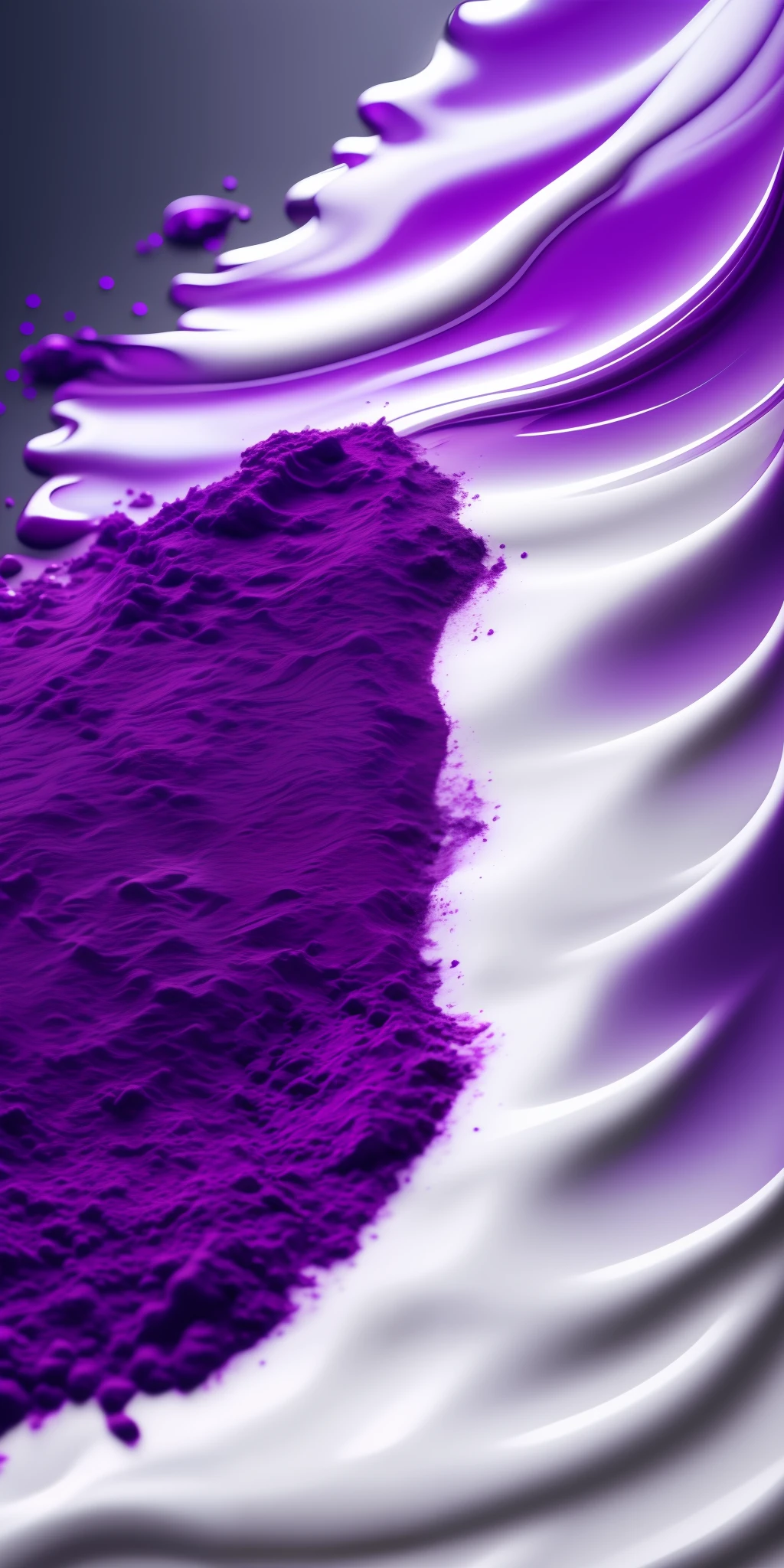 Close-up background of white gradient purple explosion of liquid argon powder