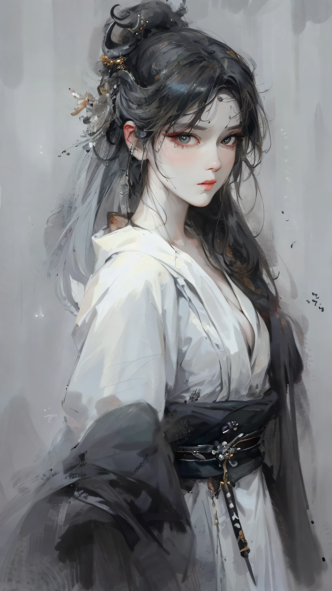 a close up of a woman with white hair and a white mask, beautiful character painting, guweiz, artwork in the style of guweiz, white haired deity, by Yang J, epic exquisite character art, stunning character art, by Fan Qi, by Wuzhun Shifan, guweiz on pixiv artstation