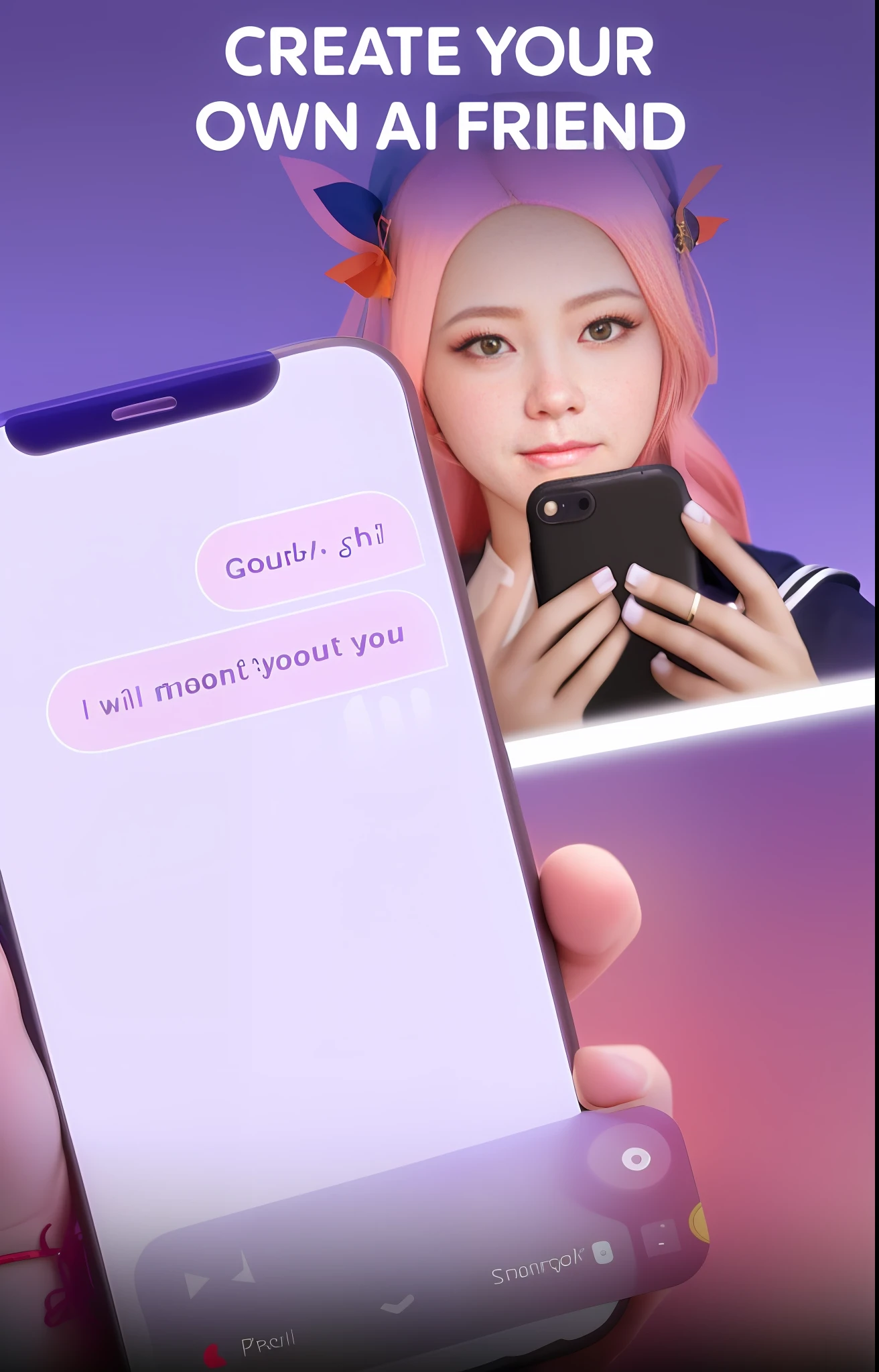 someone is holding a phone with a text message on it, text and a pale young woman, artwork in the style of guweiz, dreamy night, realistic anime 3 d style, anime styled 3d, lofi girl aesthetic, trending on cgstation, 😭 🤧 💔, she is holding a smartphone, guweiz, 3 d anime realistic, goodnight --auto --s2