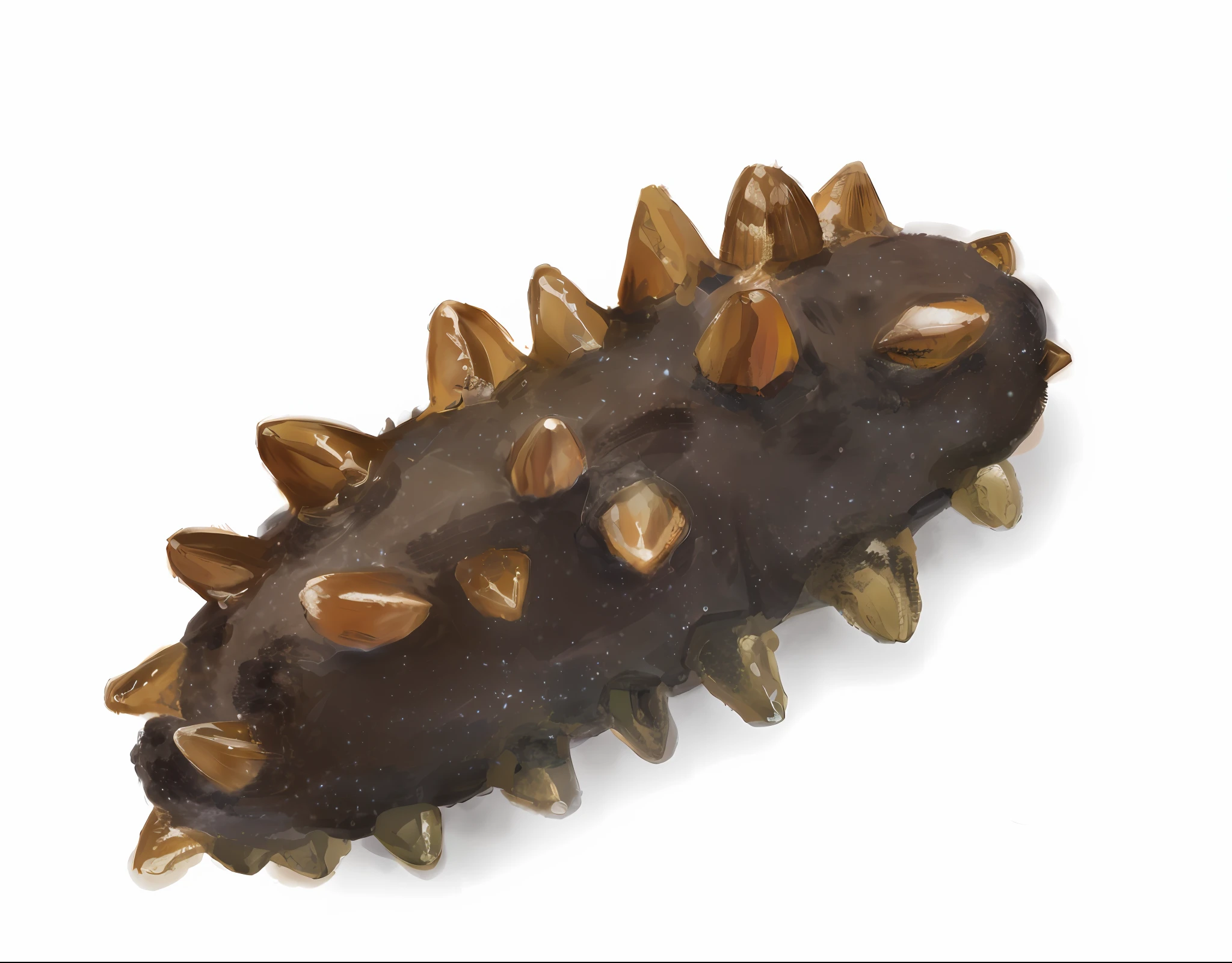 there is a very large animal with spikes on it's head, spike shell, the brittle. digital painting, sticky tar. concept art, realistic creature concept, brittle. highly detailed, detailed hot maw, concept art, concept art, encephalopod, dragon maw, nudibranch, zerg, kaiju cephalopod, detailed creature