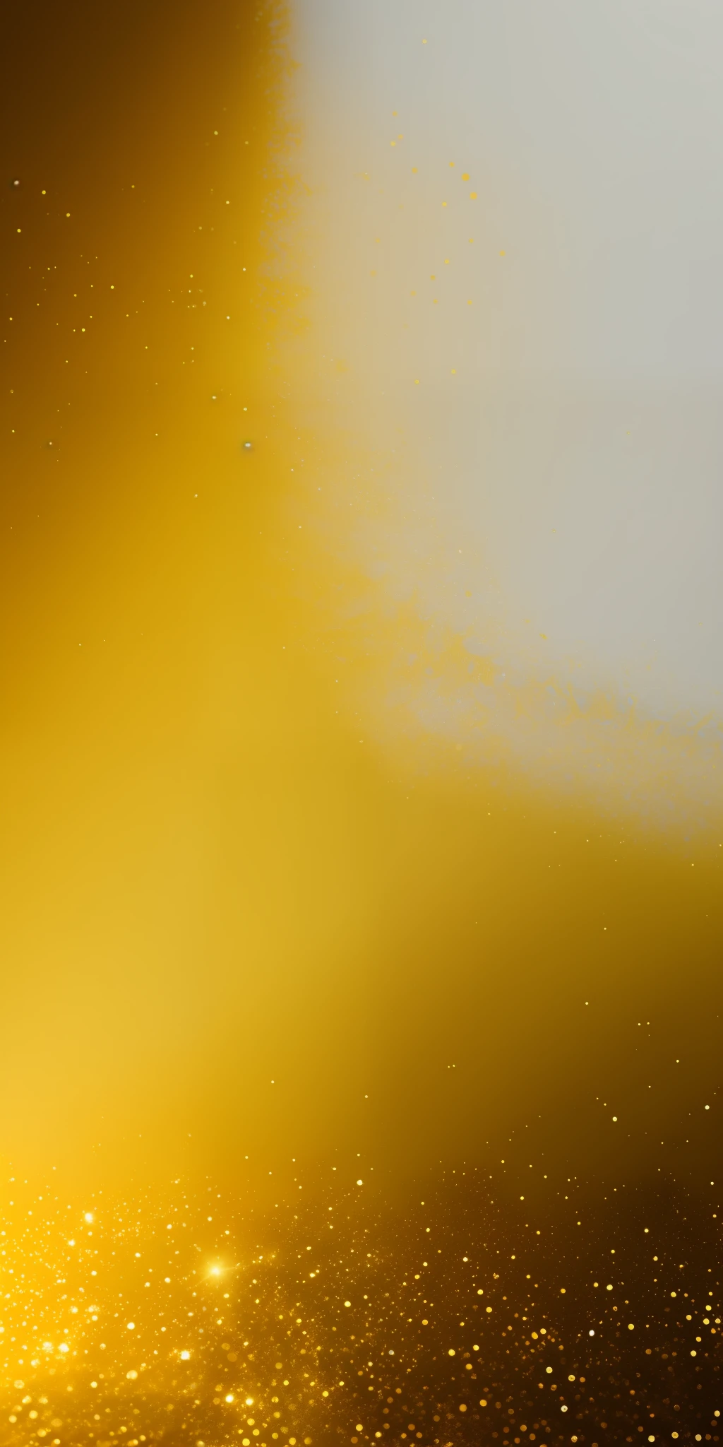 Close-up of white background with gradient shiny liquid gold flake in rough white golden