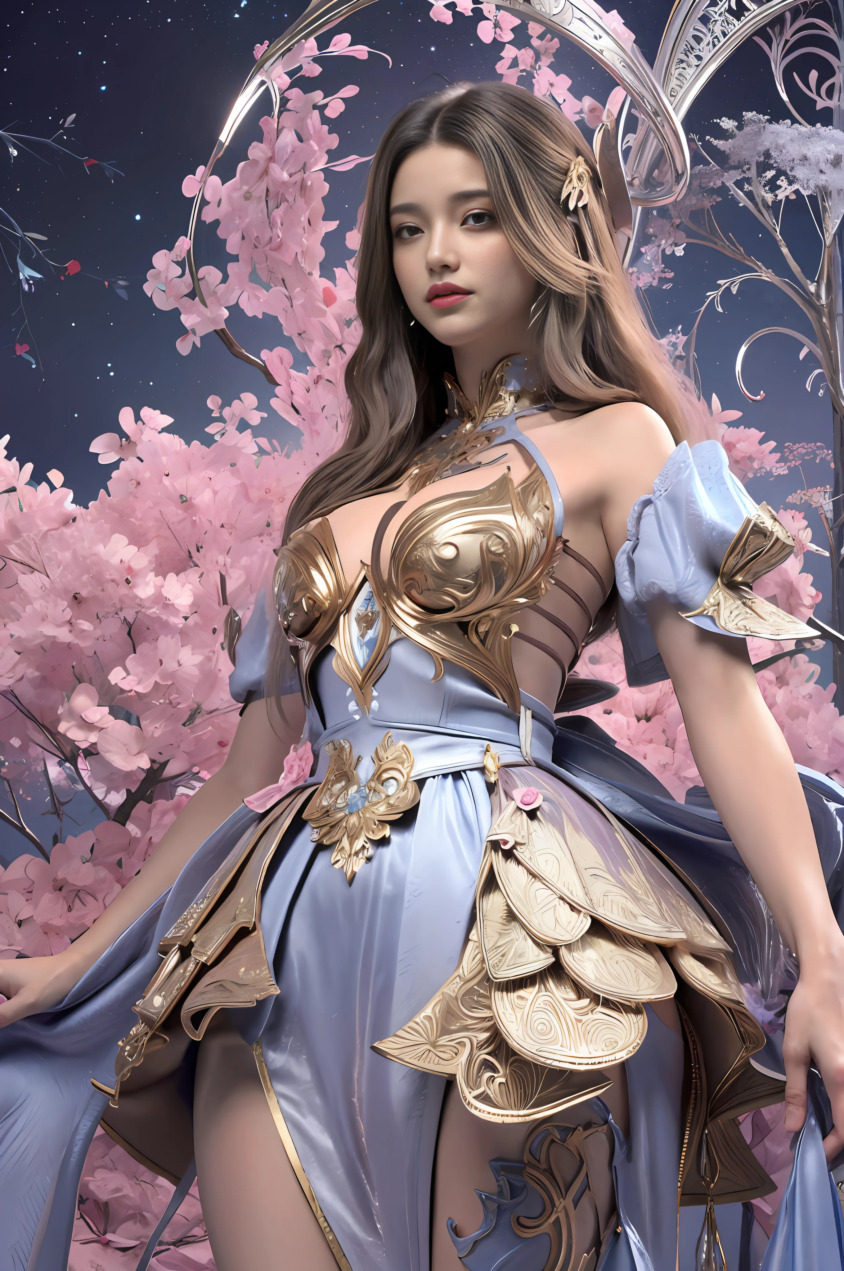 (Masterpiece, Top Quality, Best Quality, Official Art, Beauty and Aesthetics: 1.2), (1girl: 1.3), Very Detailed, (Fractal Art: 1.2), Most Detailed, (Zentangle: 1.2), (Dynamic Pose), (Abstract Background: 1.5), (Simple Traditional Clothing: 1.2), (Shiny Skin), Upper Body