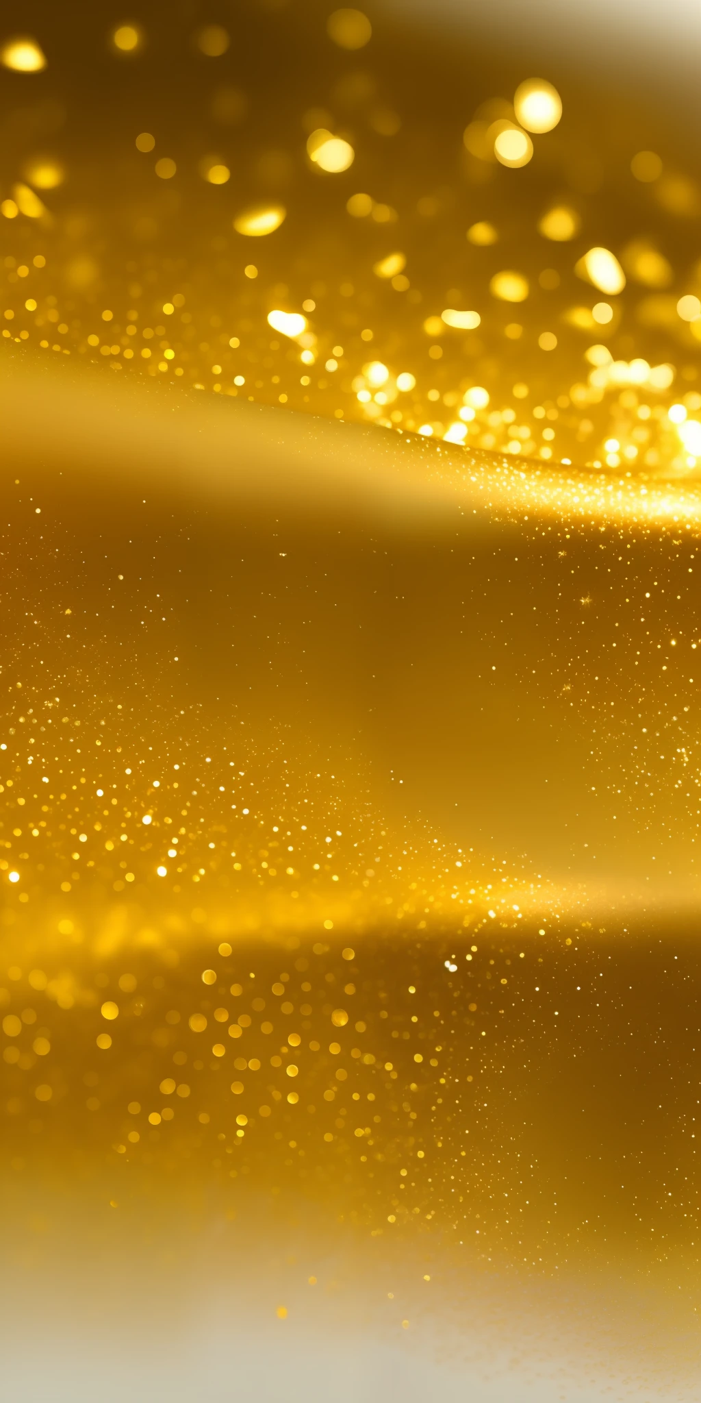 Close up of a white background with gradient shiny liquid gold flakes in white golden rough and rough diamonds close up