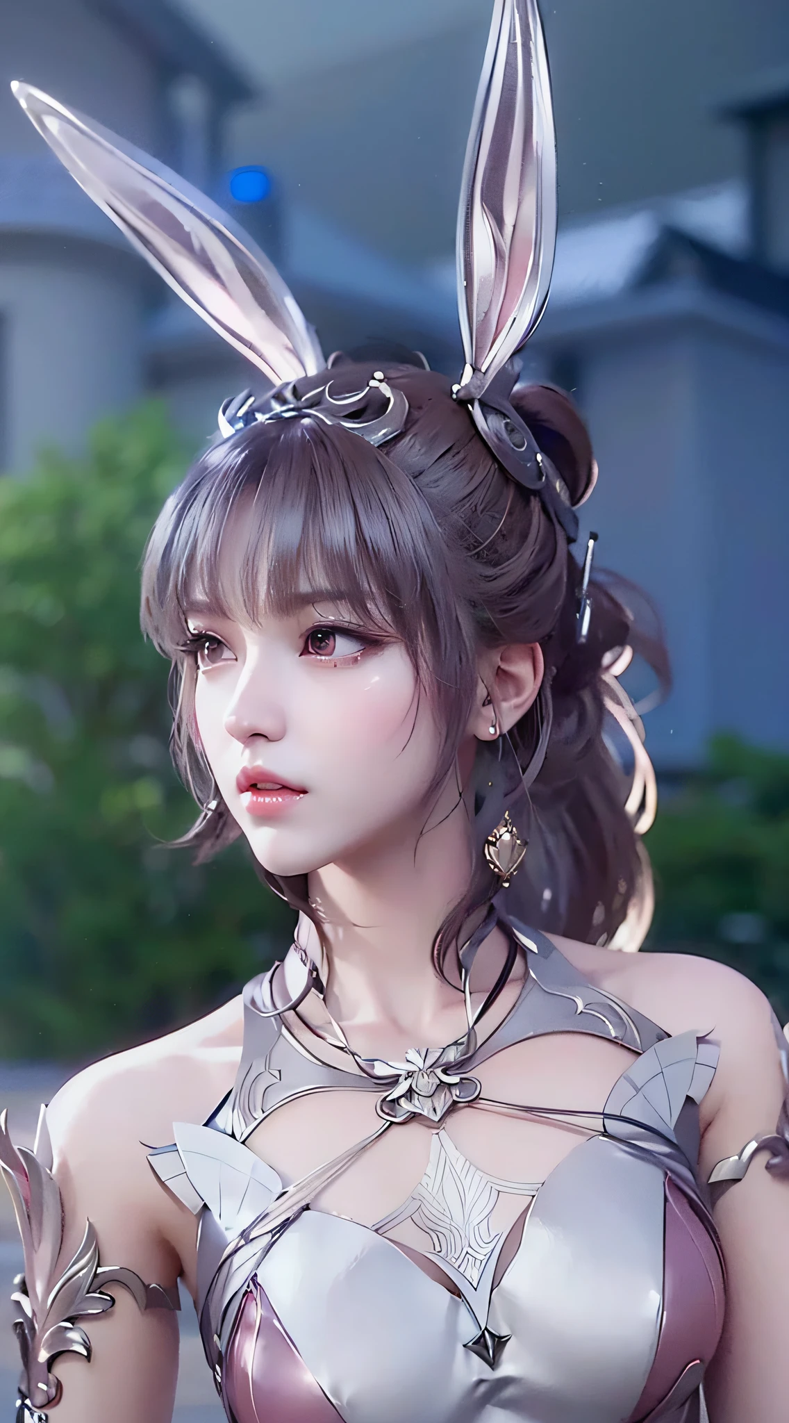 a close up of a woman in a costume with bunny ears, 8k portrait render, loong, yun ling, game cg, guweiz, smooth anime cg art, sakimichan, inspired by Li Mei-shu, inspired by Leng Mei, 4 k detail fantasy, ((a beautiful fantasy empress)), heise jinyao, close up character