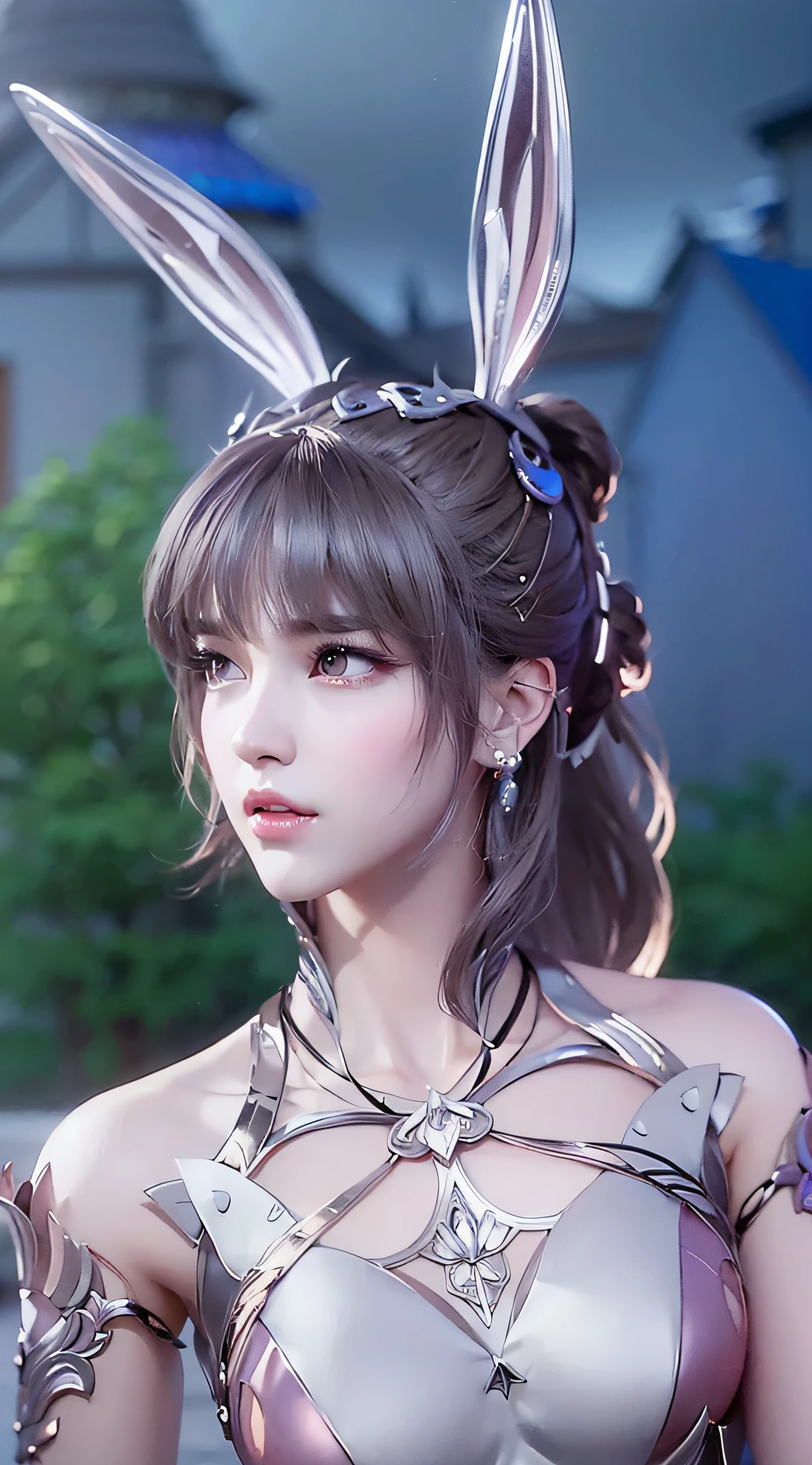 a close up of a woman in a costume with bunny ears, 8k portrait render, loong, yun ling, game cg, guweiz, smooth anime cg art, sakimichan, inspired by Li Mei-shu, inspired by Leng Mei, 4 k detail fantasy, ((a beautiful fantasy empress)), heise jinyao, close up character
