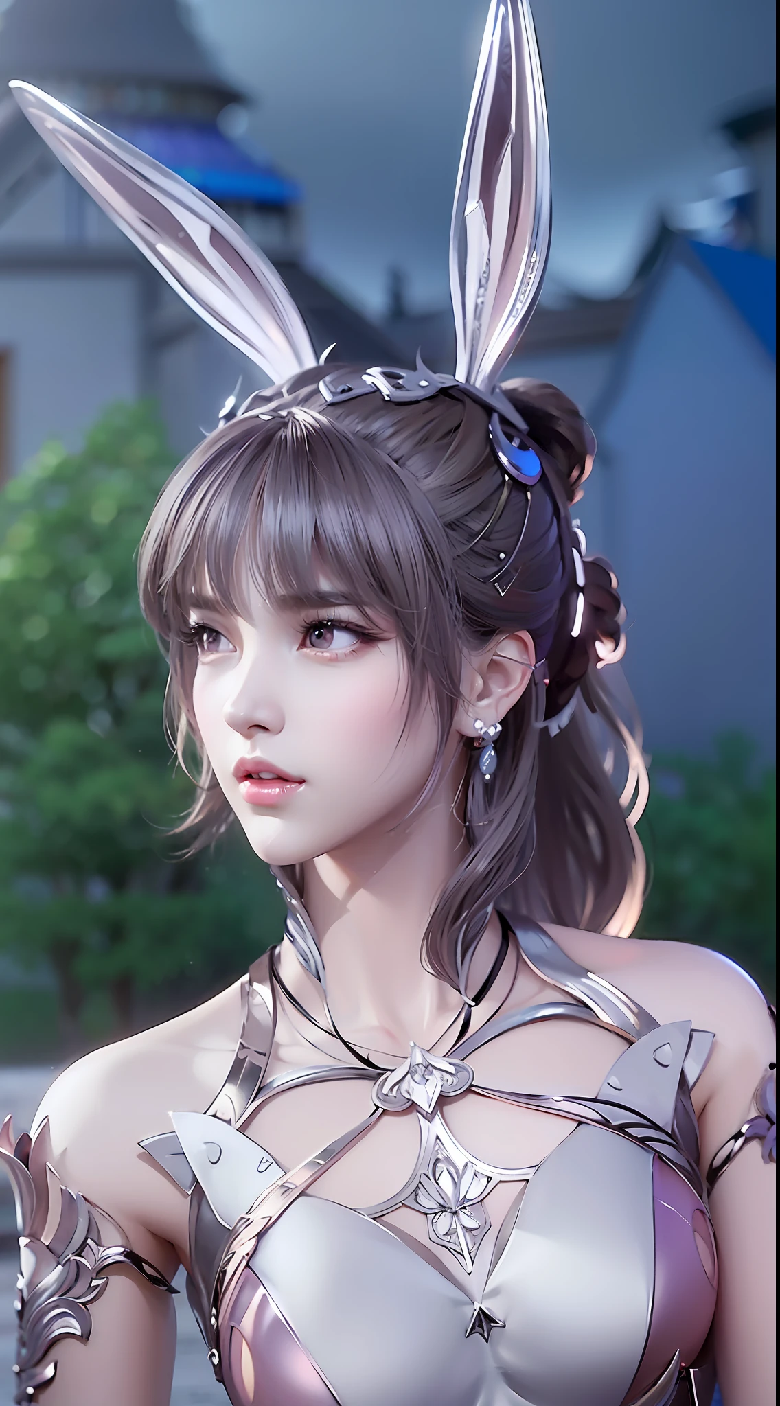 a close up of a woman in a costume with bunny ears, 8k portrait render, loong, yun ling, game cg, guweiz, smooth anime cg art, sakimichan, inspired by Li Mei-shu, inspired by Leng Mei, 4 k detail fantasy, ((a beautiful fantasy empress)), heise jinyao, close up character