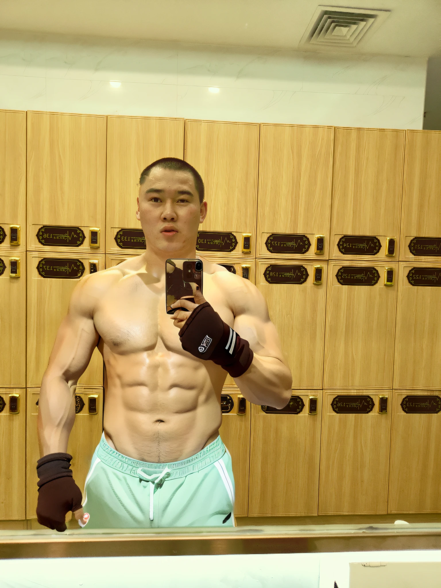 Tip: Take a selfie in the locker

(Normal image quality, natural light) Locker selfie, (Muscle lines pronounced: 1.2 AND natural skin tone), 27 and 28 years old male, 21 years old Korean fitness boy, free demeanor