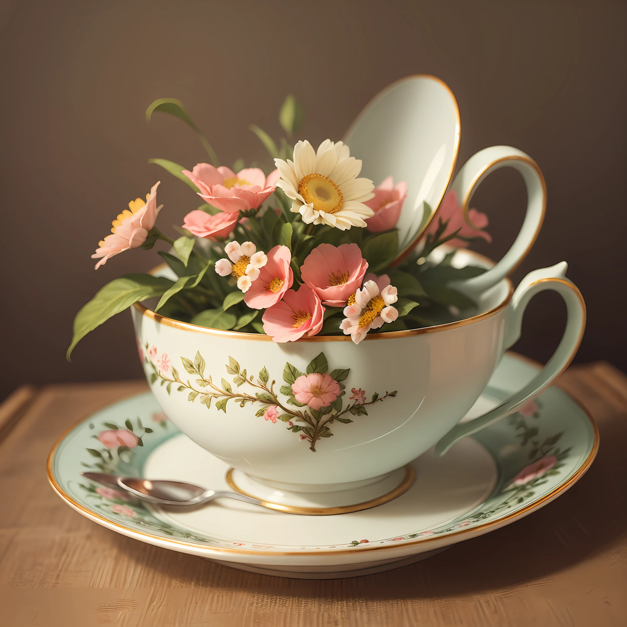 Vintage tea cup with flowers --auto --s2