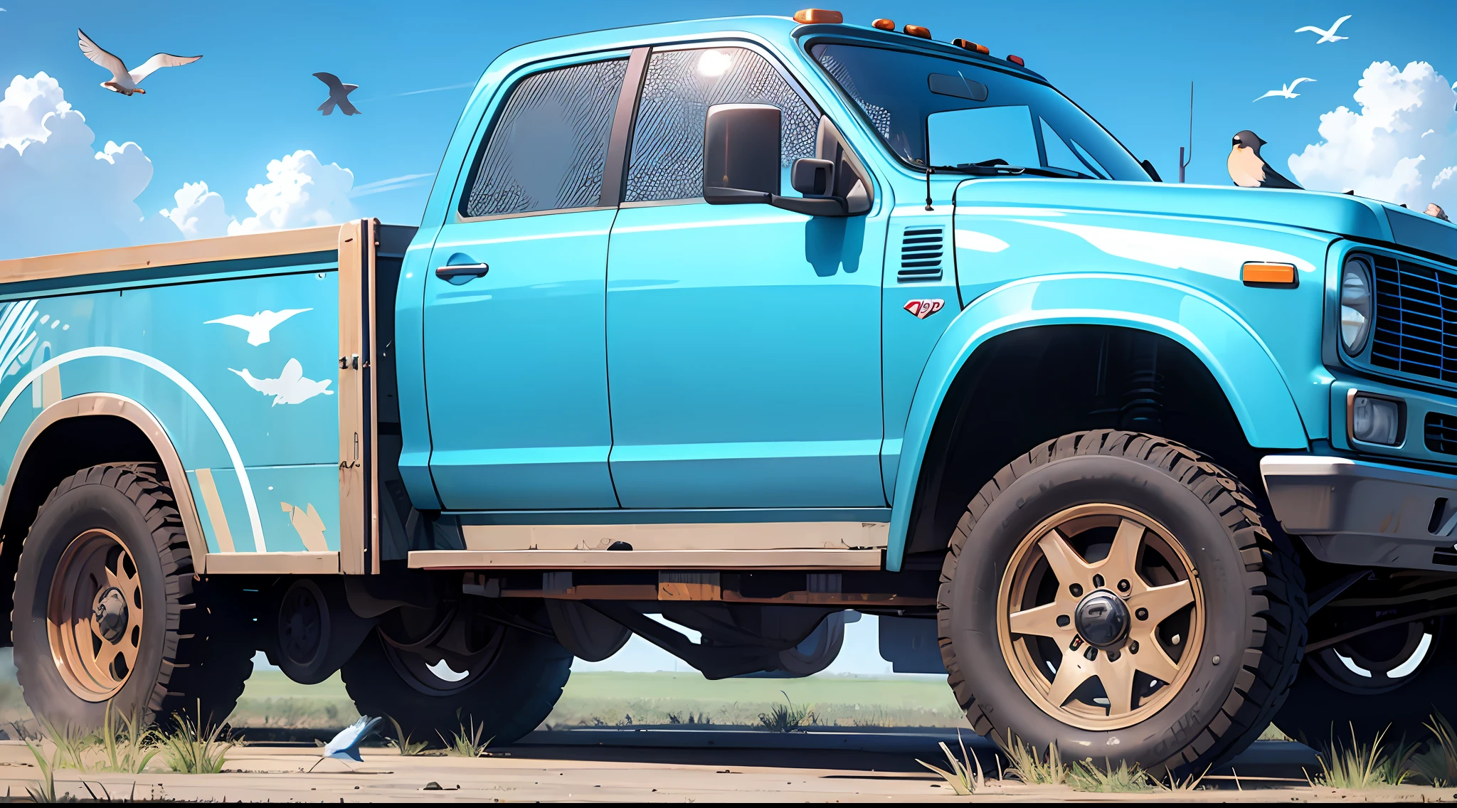 Trucks, blue skies, birds, landscapes --auto --s2