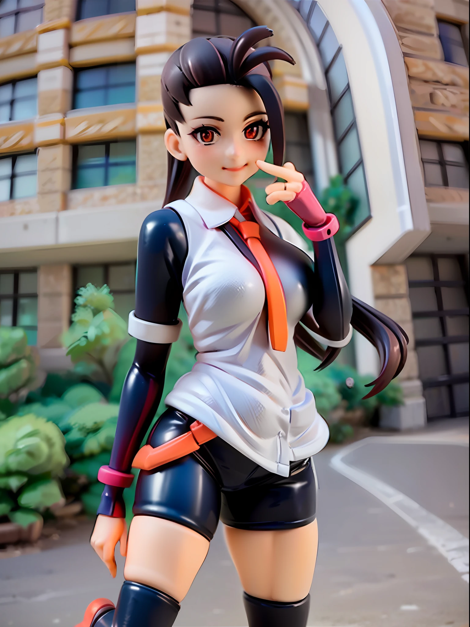 nemona, white collared shirt, (orange necktie), (orange shorts) ,black pantyhose, sneakers ,bag ,black glove,1girl,chibi, [realistic], [3d], (3dcg), ((octane render)), smile, full body
BREAK
(8k, RAW photo, best quality, masterpiece:1.2), ultra high res, (((realistic, photo-realistic))), professional lighting, detailed lighting, professional photography, fisheye, dynamic angle, high quality, high res, extremely detailed, bloom
BREAK
depth of field, sketch, sharp focus, soft lighting, good composition, god light highlight, detailed, (((photorealistic details))), detailed skin, to8contrast style