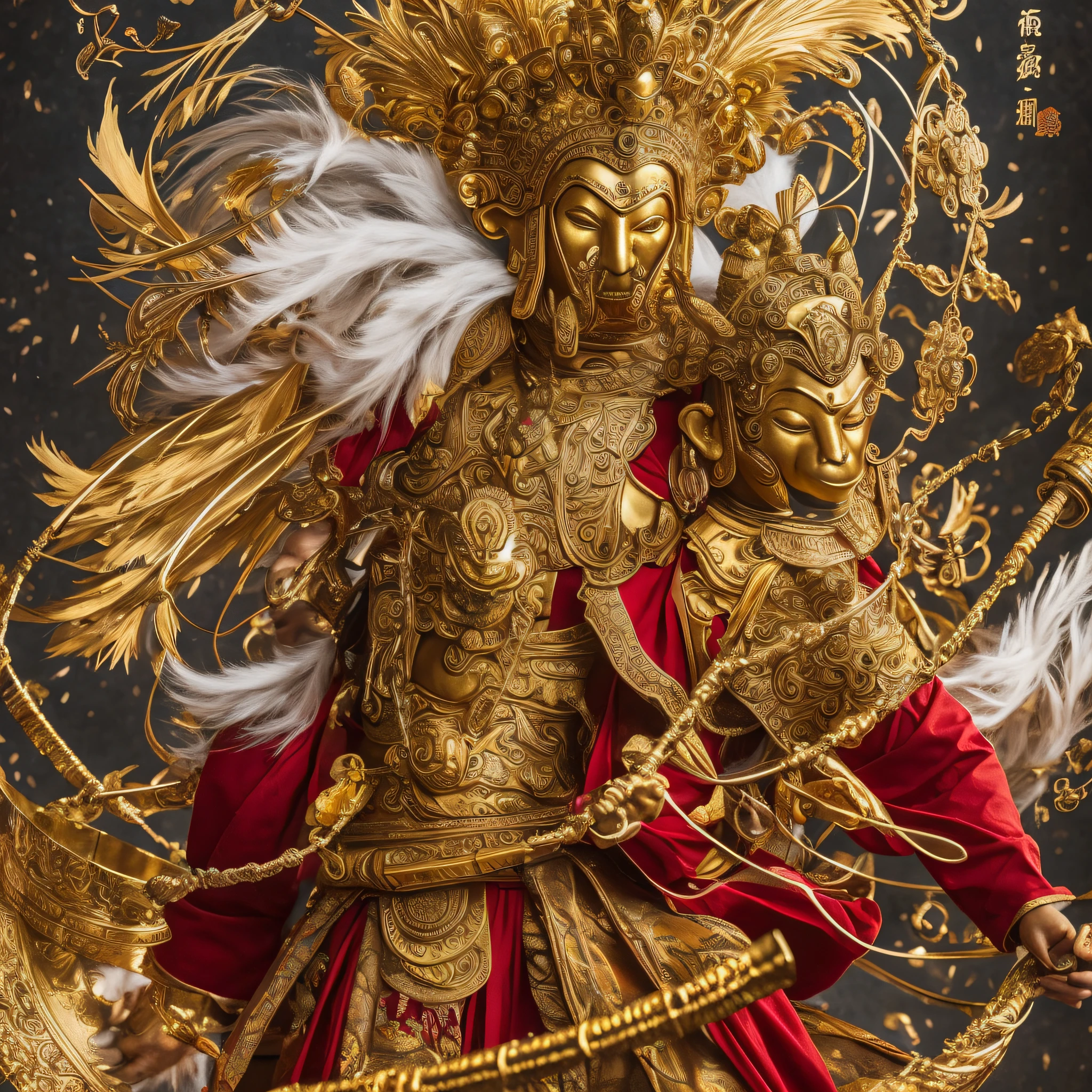 The male Monkey King, the Monkey King, wears a Buddhist armor and holds a Ruyi Golden Hoop Stick --auto --s2